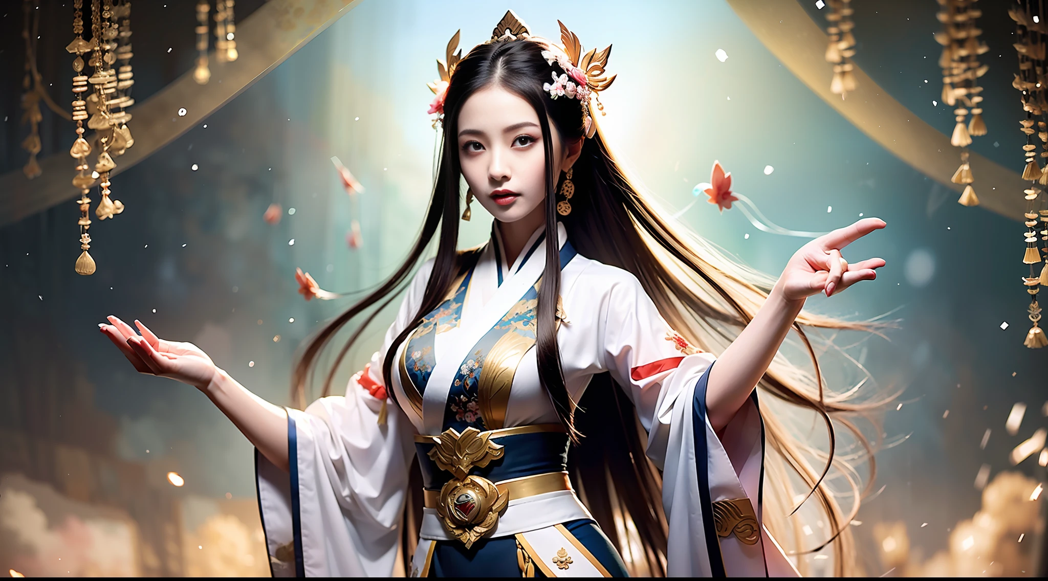 Yang Guifei was a beautiful woman during the Tang Dynasty in China, she has a beautiful face, her eyes are dreamlike, and her eyes are unforgettable. Her eyebrows are curved like a crescent moon, looking extremely kitsch, and under the willow leaf eyebrows, her fair skin looks even more delicate. Her figure is graceful and colorful, her jade waist is as thin as a bundle, her chest is bulging, her curves are graceful, and she is dressed in brocade clothes, which sets off her noble temperament. Yang Guifei not only has amazing beauty, but also has outstanding literary and artistic talent, she loves poetry and songs, and her works are widely popular. She has a gentle and virtuous personality, is deeply favored by Emperor Xuanzong of Tang, and is known as "the country and the city".