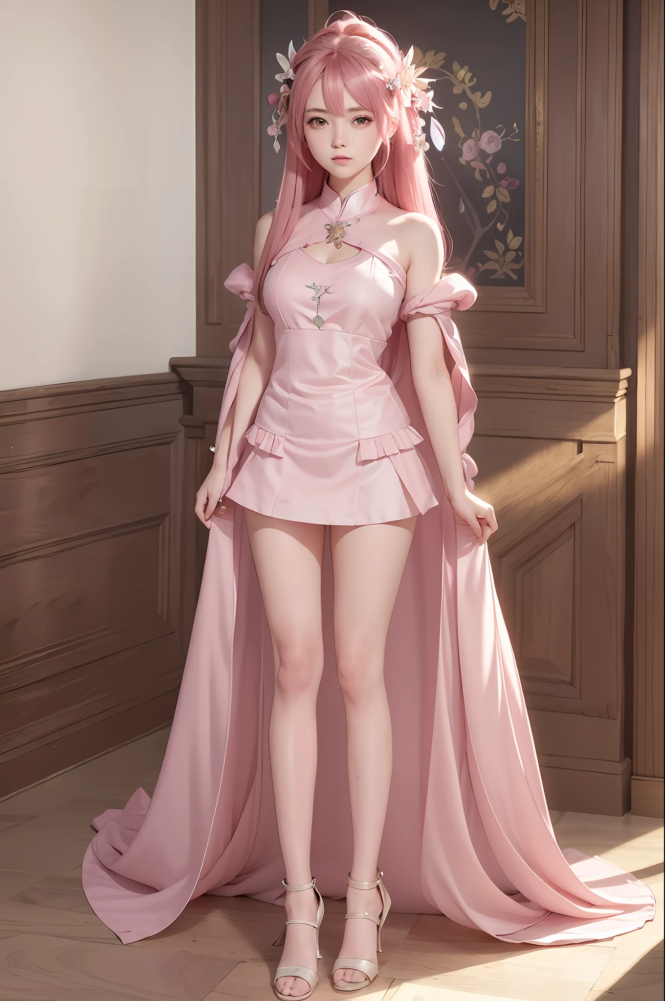 masterpiece, best quality, masterpiece,best quality,official art, beautiful girl, pink hair, extremely detailed CG unity 8k wallpaper, day,1 girl, school,
