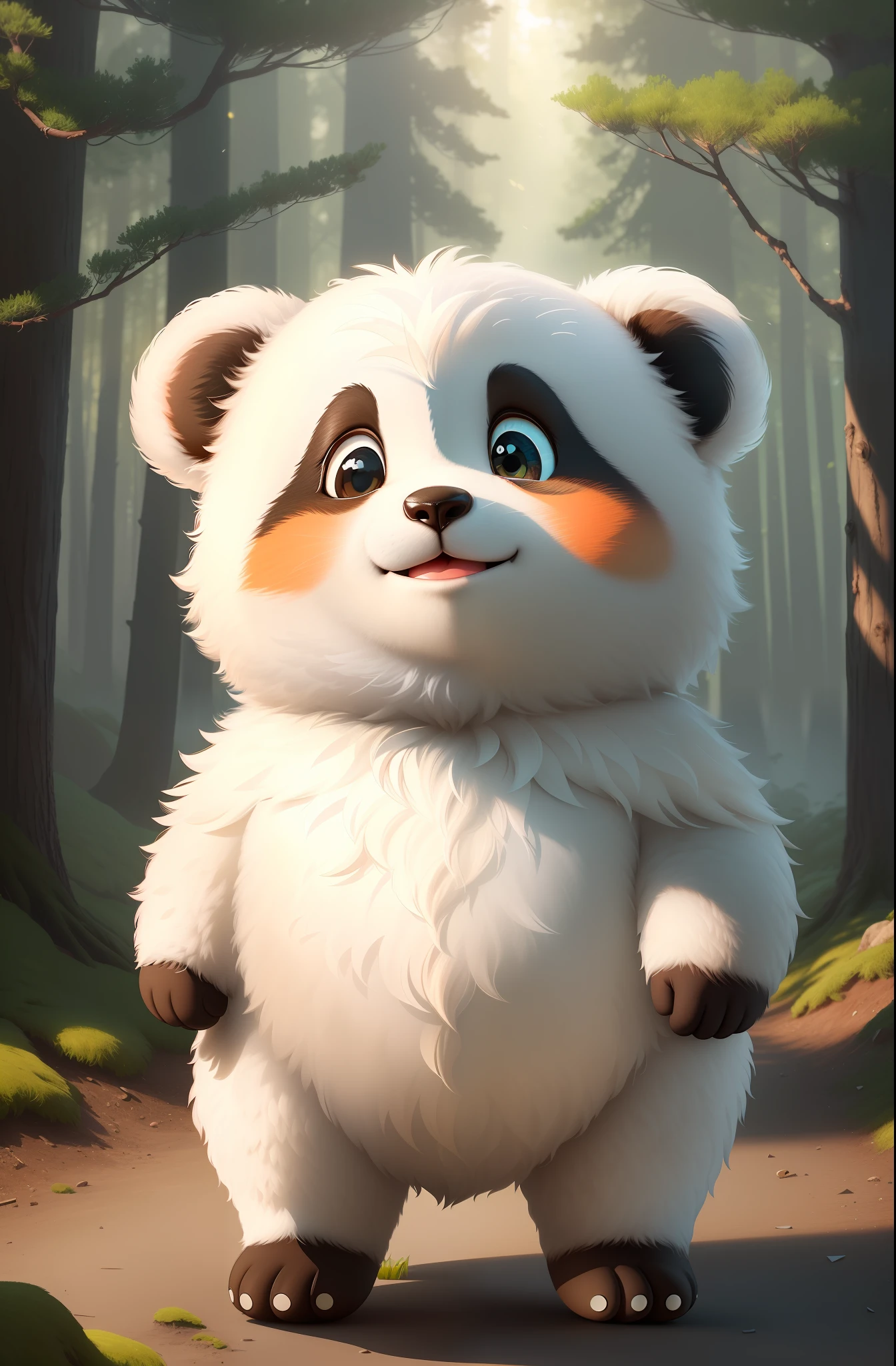 (masterpiece), (best quality), (ultra-detailed), (full body:1.2), Super cute, Baby Panda, Pixar character, Big bright eyes, Fluffy, Smile, Delicate and fine, Fairy tales, Incredibly high detailed, Pixar style, Bright color palette, Natural light, Simple background with forest view, Octane render, Trending on Artstation, Gorgeous, Ultra wide angle, 8k, HD, Realistic,