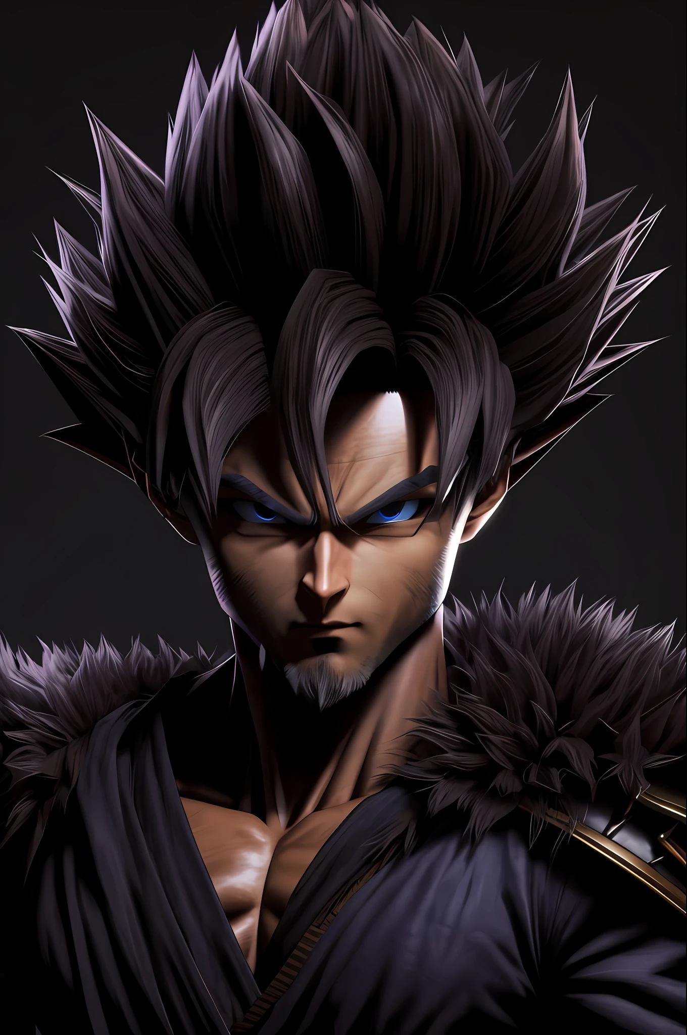 Goku (Black Myth),
1 boy, solo, male focus, delicate eyes, shadowed face,
Fur boxes, armor, blue clothes, palanquins, battles,
Unreal Engine, 8K, super detail,