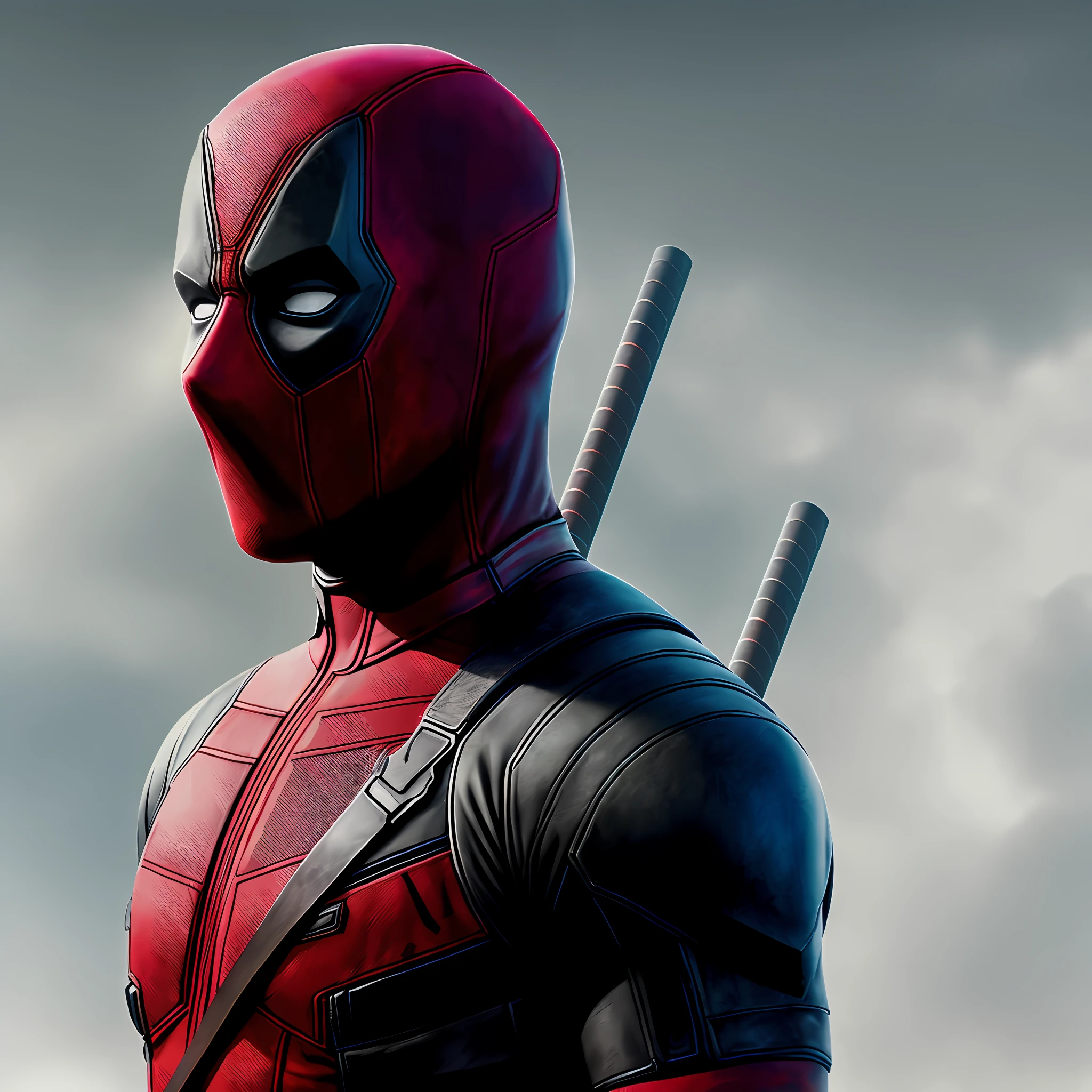 Deadpool head
(foggy background, epic realism, root, HDR, complex details, hyper-detail, cinematic, rim lighting, muted colors: 1.2)