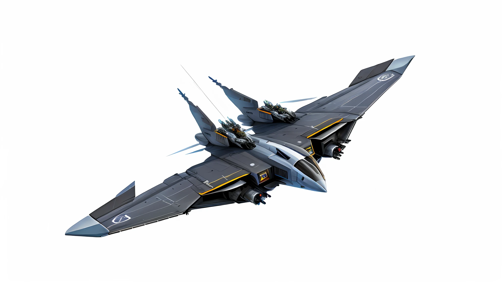 Cooler and more designed spaceship, flying wing machine, rich layering, rich sense of rhythm, rich mechanics, heavy armor, armed gunboat