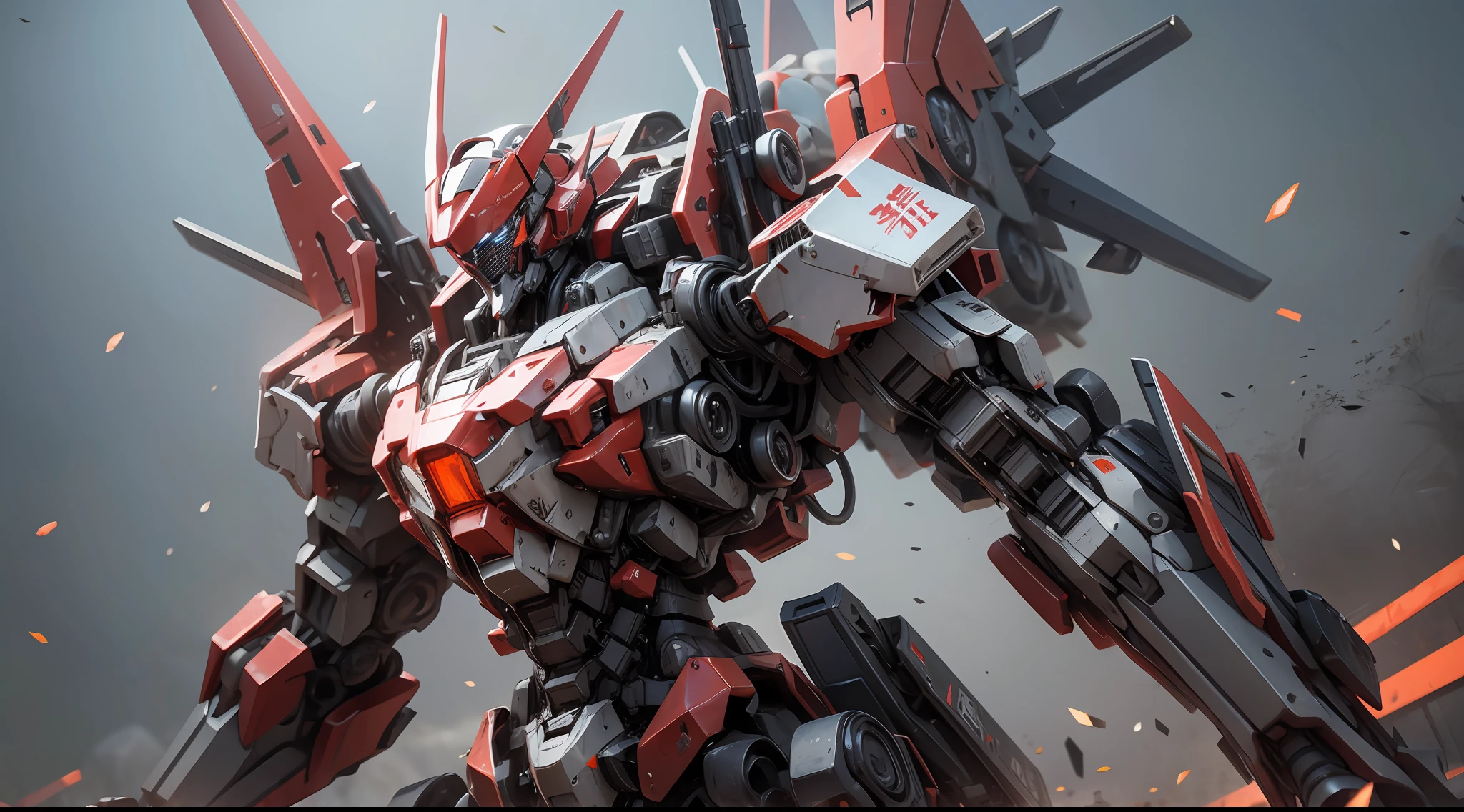 3D mech, red with black metal mech