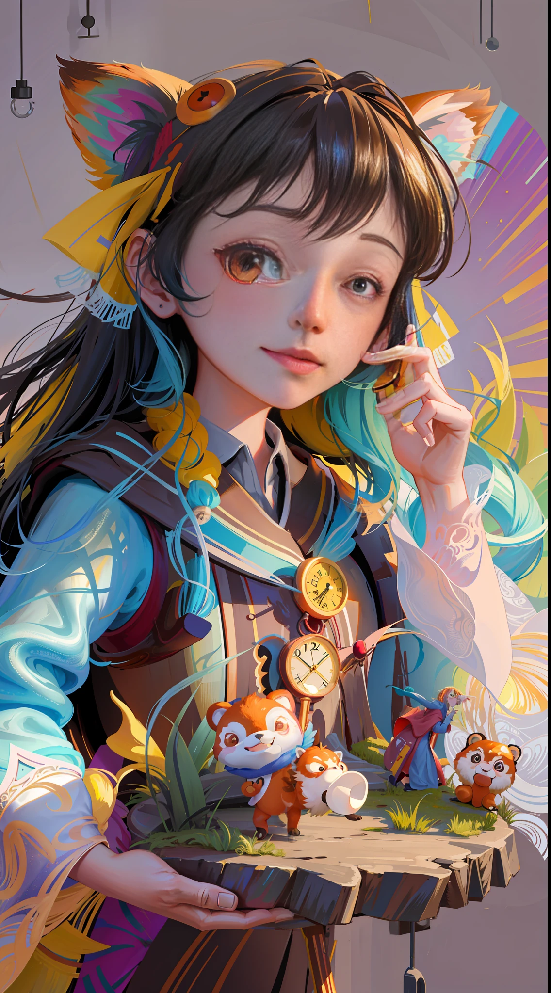 (Masterpiece, Best Quality, Very Detailed CG, Intricate Details: 1.2), 8k Wallpaper, Masterpiece, Best Quality, Award-Limited, High Quality, Super Detail, High Detail, Textured Skin, Cute, UHD, Anatomically Correct, Pixar Style, (A Cute Red Panda Wearing Doctor's Coat: 1.2), Doctor, Happy Sweet Smile. Fairy tale, bright colors, natural light, facial focus, simple background