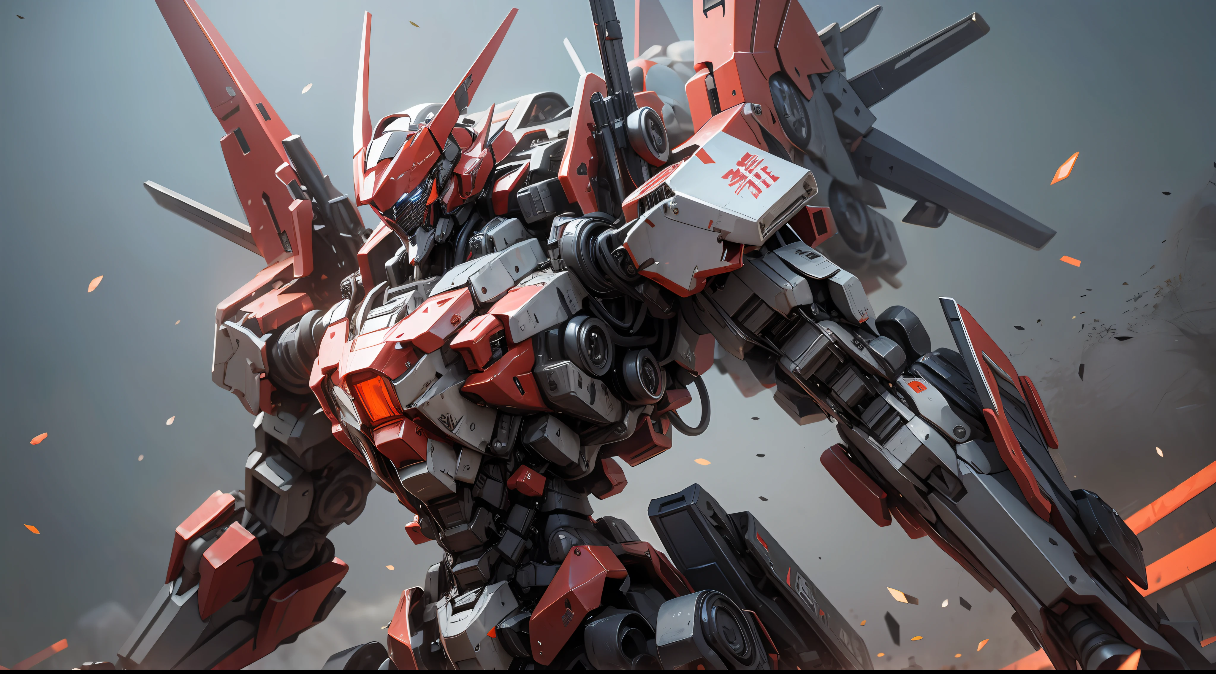 3D mech, red with black metal mech