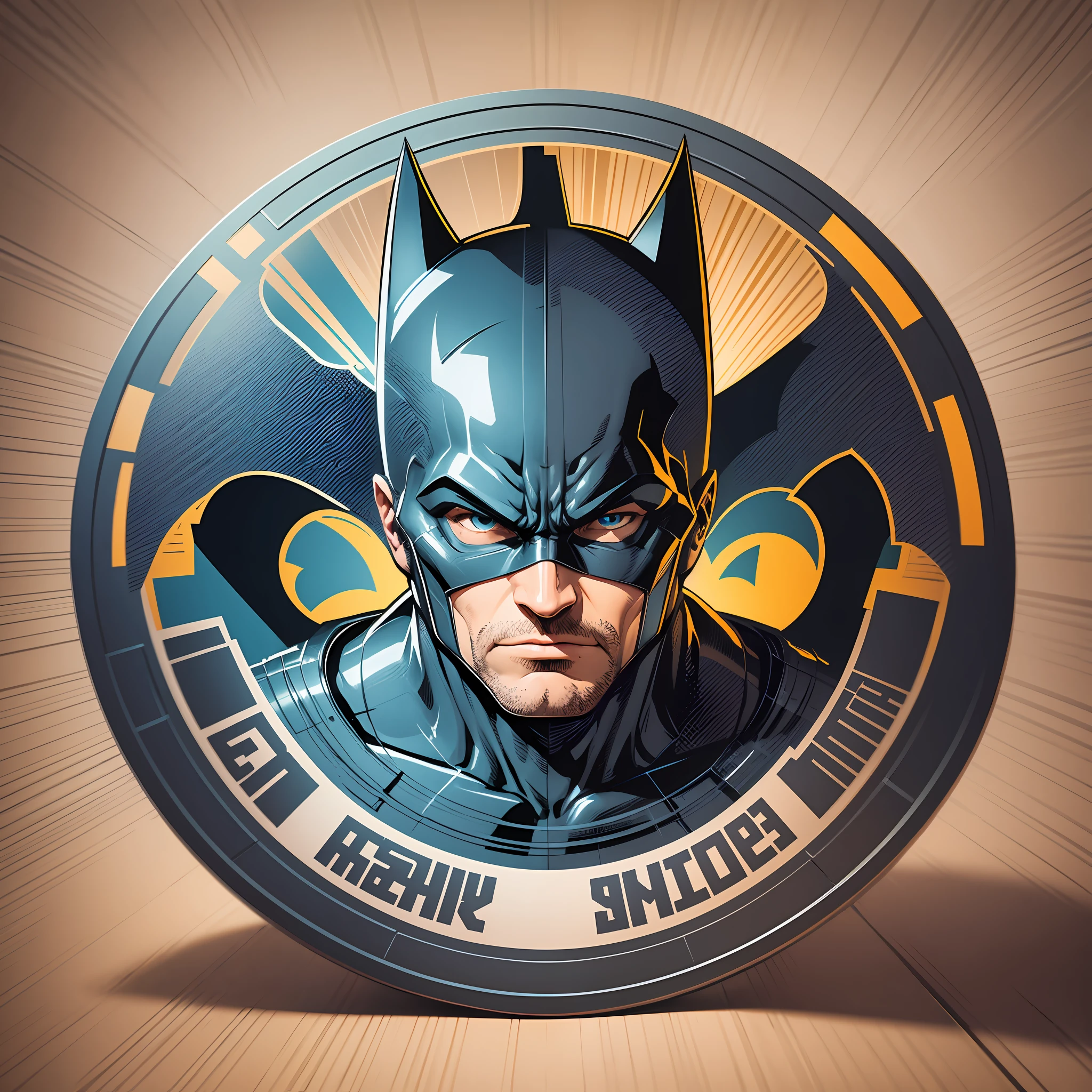 A comic-inspired 2D badge with a clean, pixel art design. The symbol has sharp lines and a strong outline, providing maximum contrast. The texture is smooth, with no visible textures, and the perspective is flat, with no distortions. Batman - --auto --s2