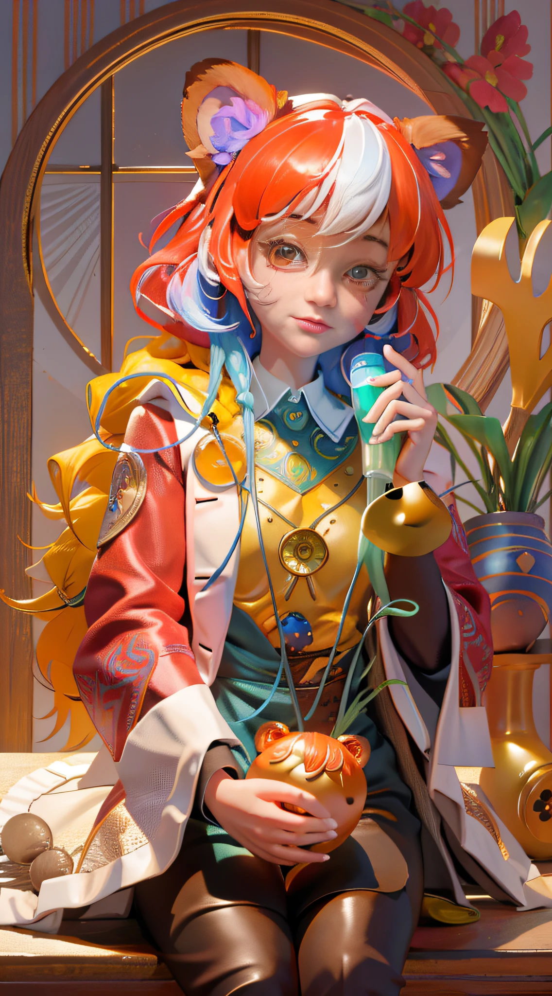 (Masterpiece, Best Quality, Very Detailed CG, Intricate Details: 1.2), 8k Wallpaper, Masterpiece, Best Quality, Award-Limited, High Quality, Super Detail, High Detail, Textured Skin, Cute, UHD, Anatomically Correct, Pixar Style, (A Cute Red Panda Wearing Doctor's Coat: 1.2), Doctor, Happy Sweet Smile. Fairy tale, bright colors, natural light, facial focus, simple background