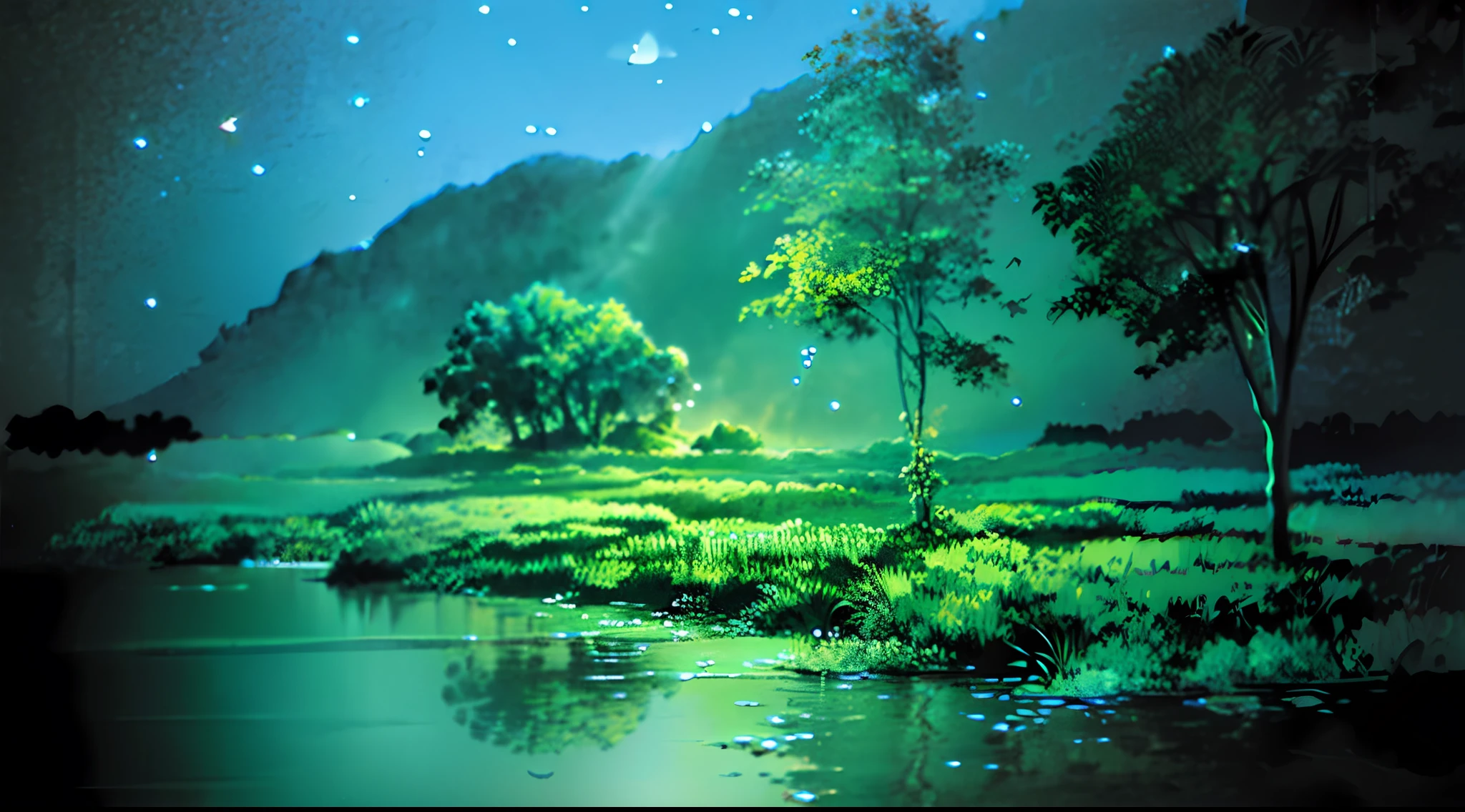 stars over the river, night, realistic reflections --auto --s2
