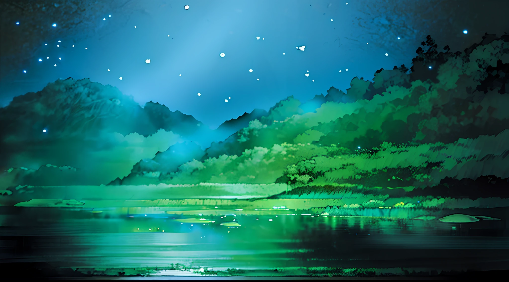stars over the river, night, realistic reflections --auto --s2