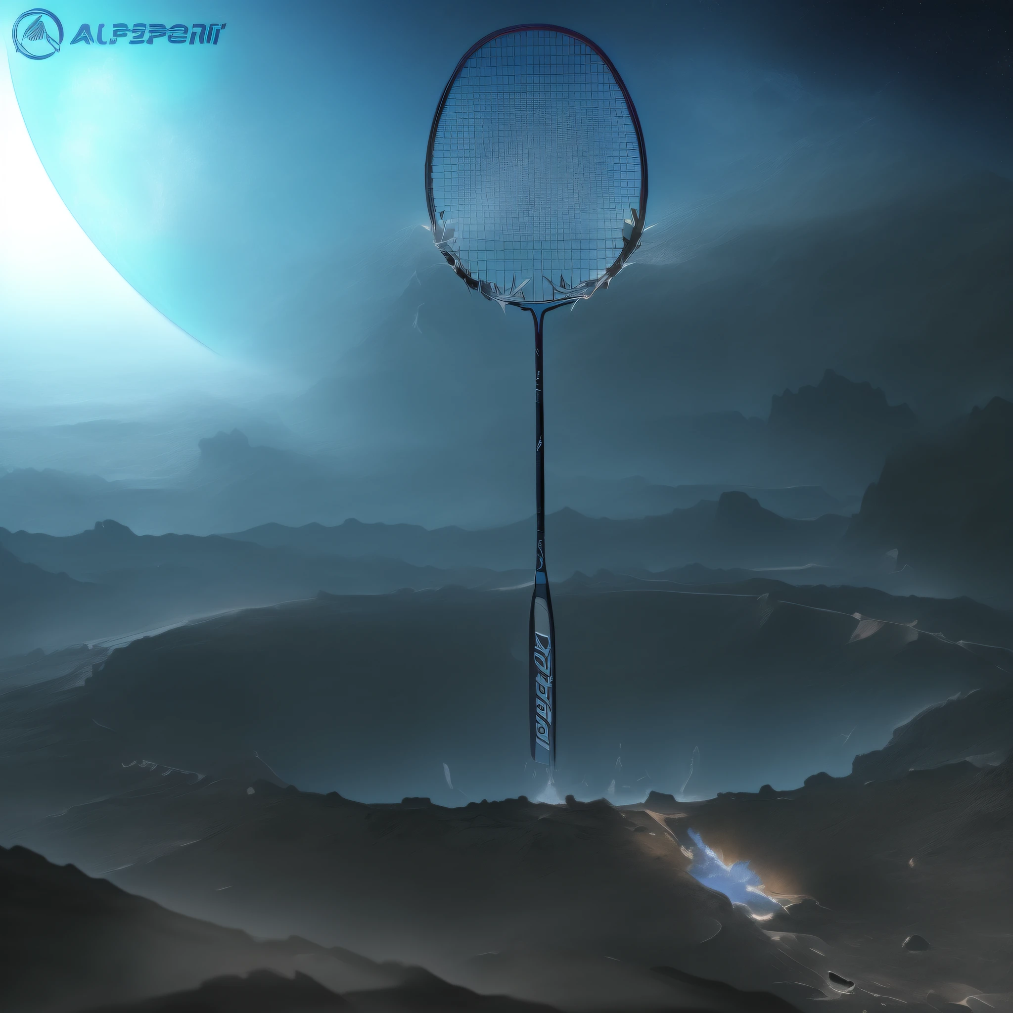 arafed image of a tennis racket in a hole in the middle of a planet, inspired by Ion Andreescu, realistic rackets, air shot, 3840x2160, 3840 x 2160, badminton, promotional render, product render, ultrafine hyper detailed, amazing wallpaper, high quality wallpaper
