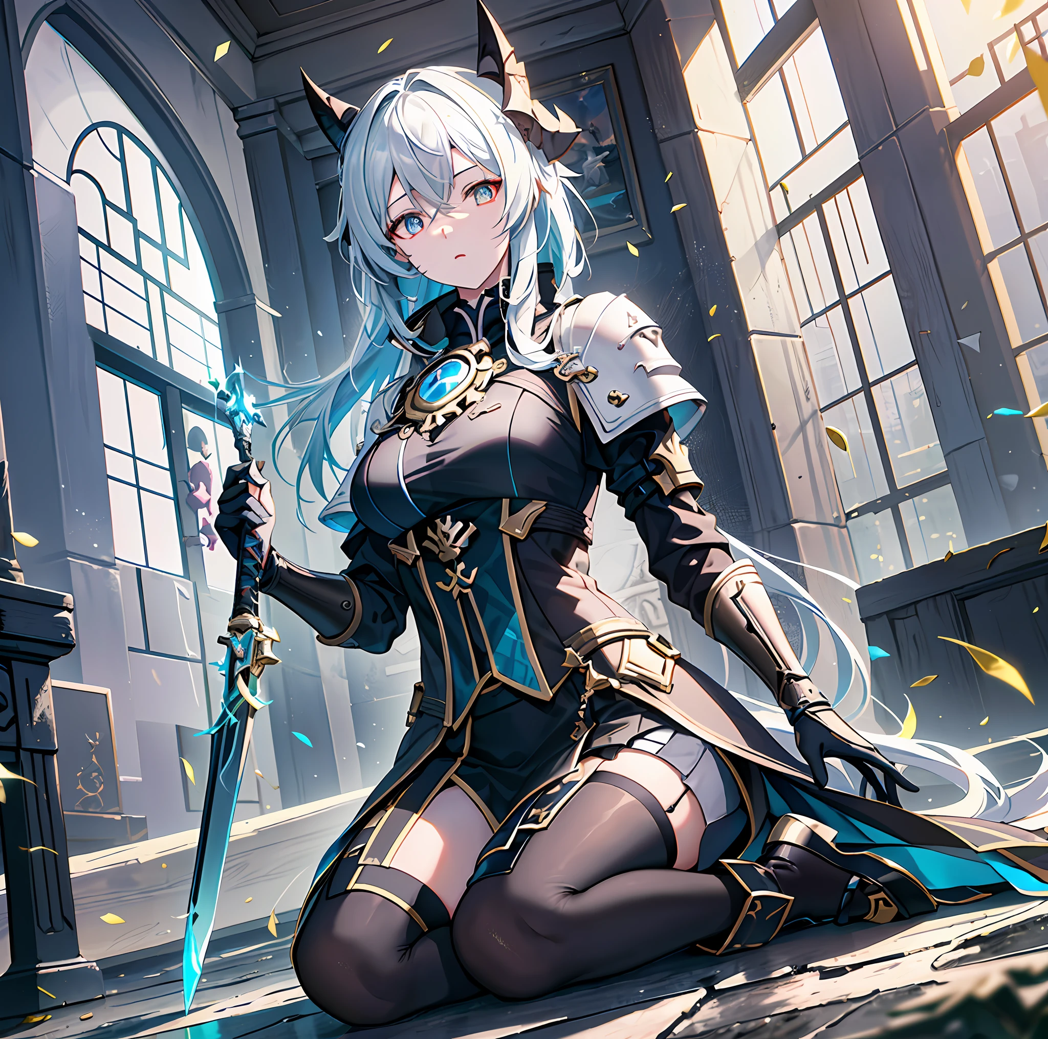 ((Best quality)), ((masterpiece)), (detailed:1.4), 3D, an image of anime character with sword and armor in front of a circular background, concept art by Shitao, pixiv, sots art, ayaka genshin impact, keqing from genshin impact, genshin impact character, fate grand order, zhongli from genshin impact, albedo from overlord, from arknights, HDR (High Dynamic Range),Ray Tracing,NVIDIA RTX,Super-Resolution,Unreal 5,Subsurface scattering,PBR Texturing,Post-processing,Anisotropic Filtering,Depth-of-field,Maximum clarity and sharpness,Multi-layered textures,Albedo and Specular maps,Surface shading,Accurate simulation of light-material interaction,Perfect proportions,Octane Render,Two-tone lighting,Wide aperture,Low ISO,White balance,Rule of thirds,8K RAW,