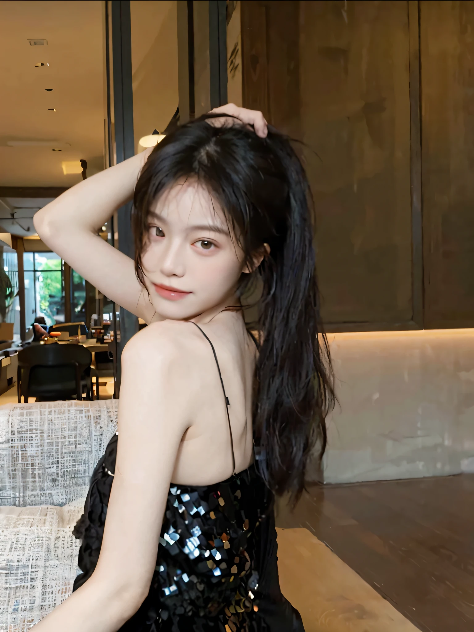 8K, Best Quality, Masterpiece, Ultra High Resolution, (Realism: 1.4), Original Photo, (Realistic Skin Texture: 1.3), (Film Grain: 1.3), (Selfie Angle), 1 Girl, Beautiful Eyes and Face Details, Masterpiece, Best Quality, Close-up, Upper Body, Looking at the Viewer