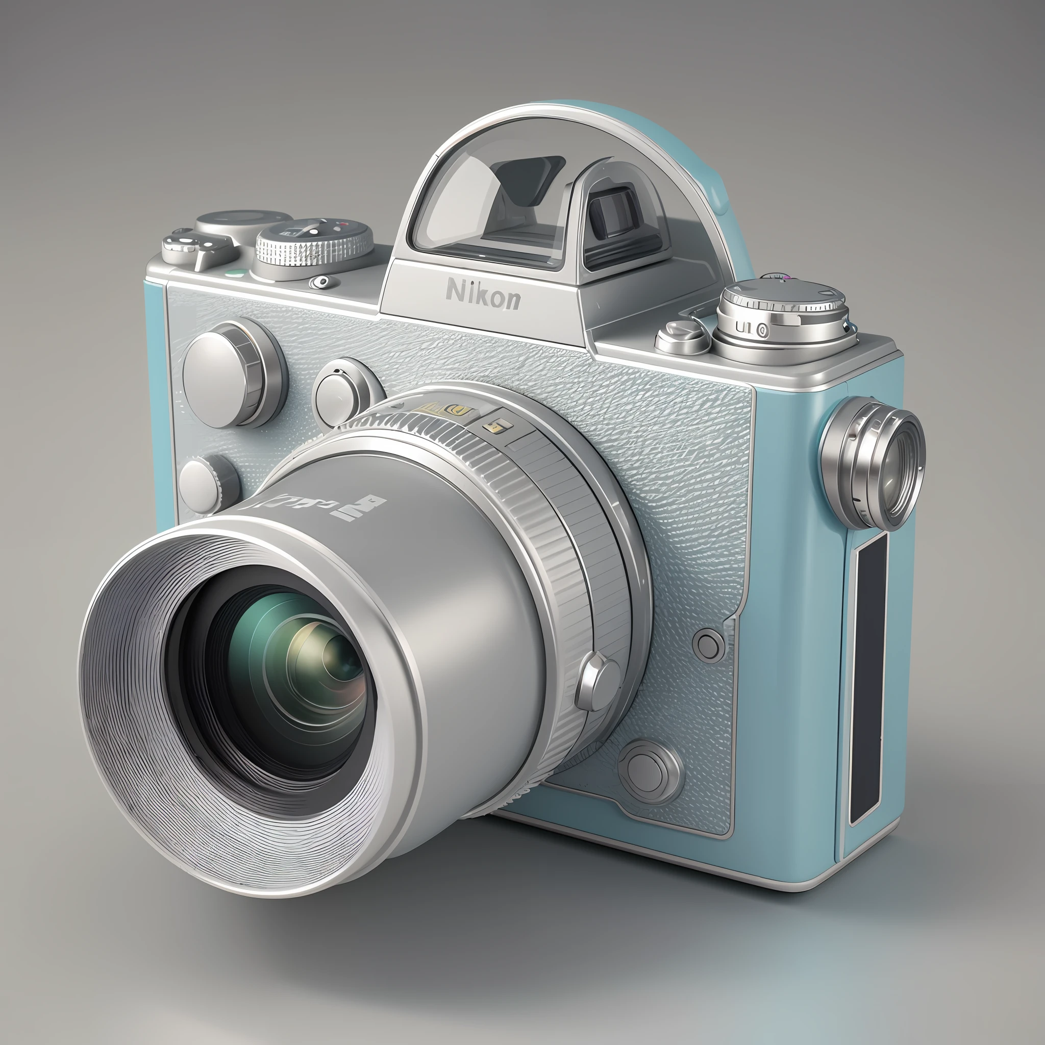 a Nikon FM2 camera made out of pastel colored, inflatable transparent plastic, hyper detailed, 3d rendering --v 5.1 --s 150 --auto --s2