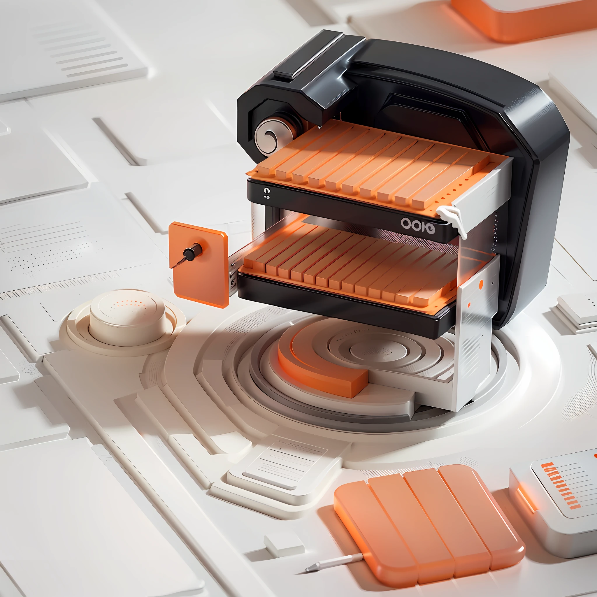 (Masterpiece, Top Quality, Best Quality), (Open Volume: 1.4), DDicon, Clean Background, ((Translucent Matte Texture)), Code, Digital, Technology, Office, Main Image Monochrome Gradient, Best Quality, Complex Geometric Base, Pure White Background, (Natural Gradient of Orange), 2B Illustration, Symmetrical Aesthetics, Pure, Clean, Minimalist
