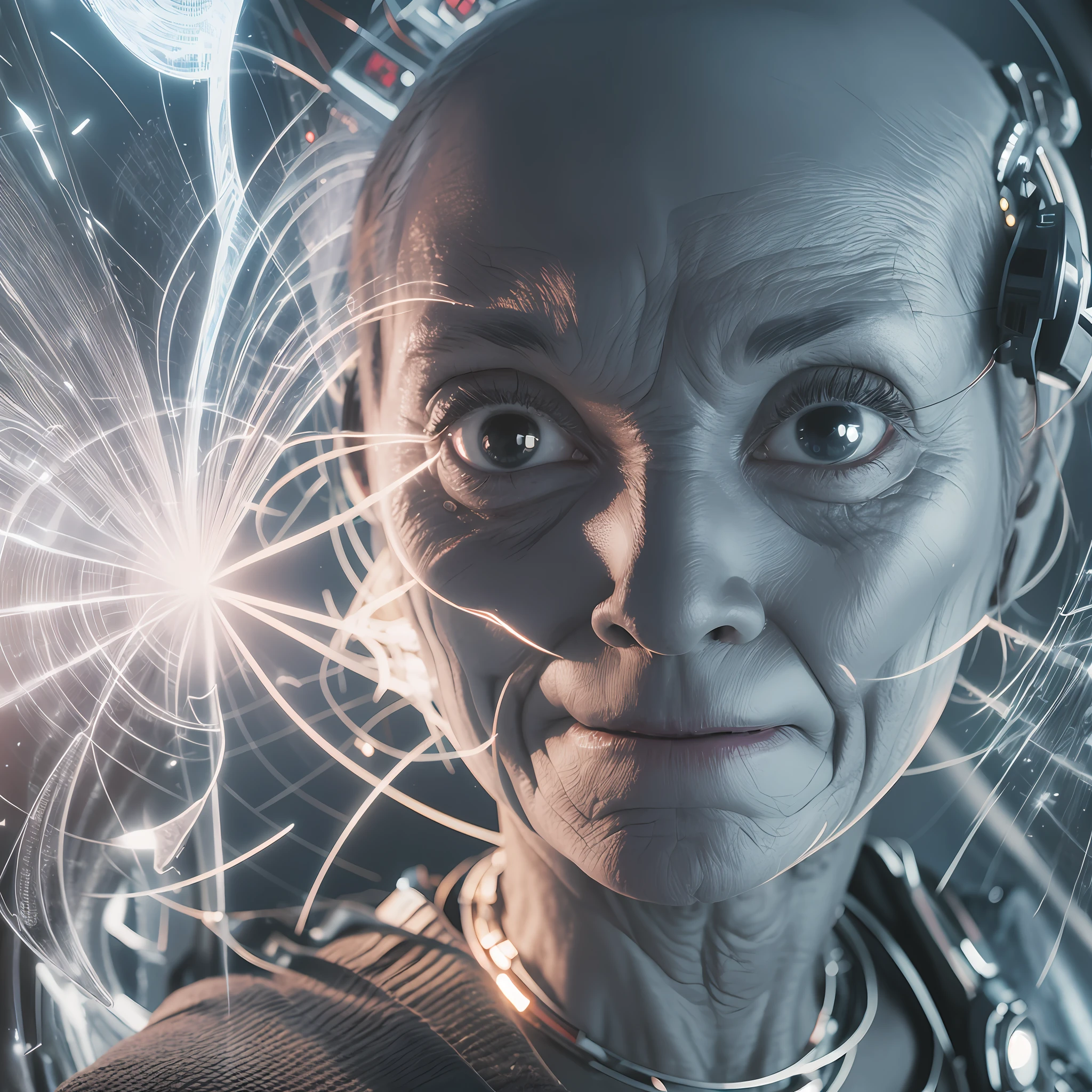 Ultra-realistic, fusion of alien and machine, granny, high definition, 8K, 32K, F1.8
