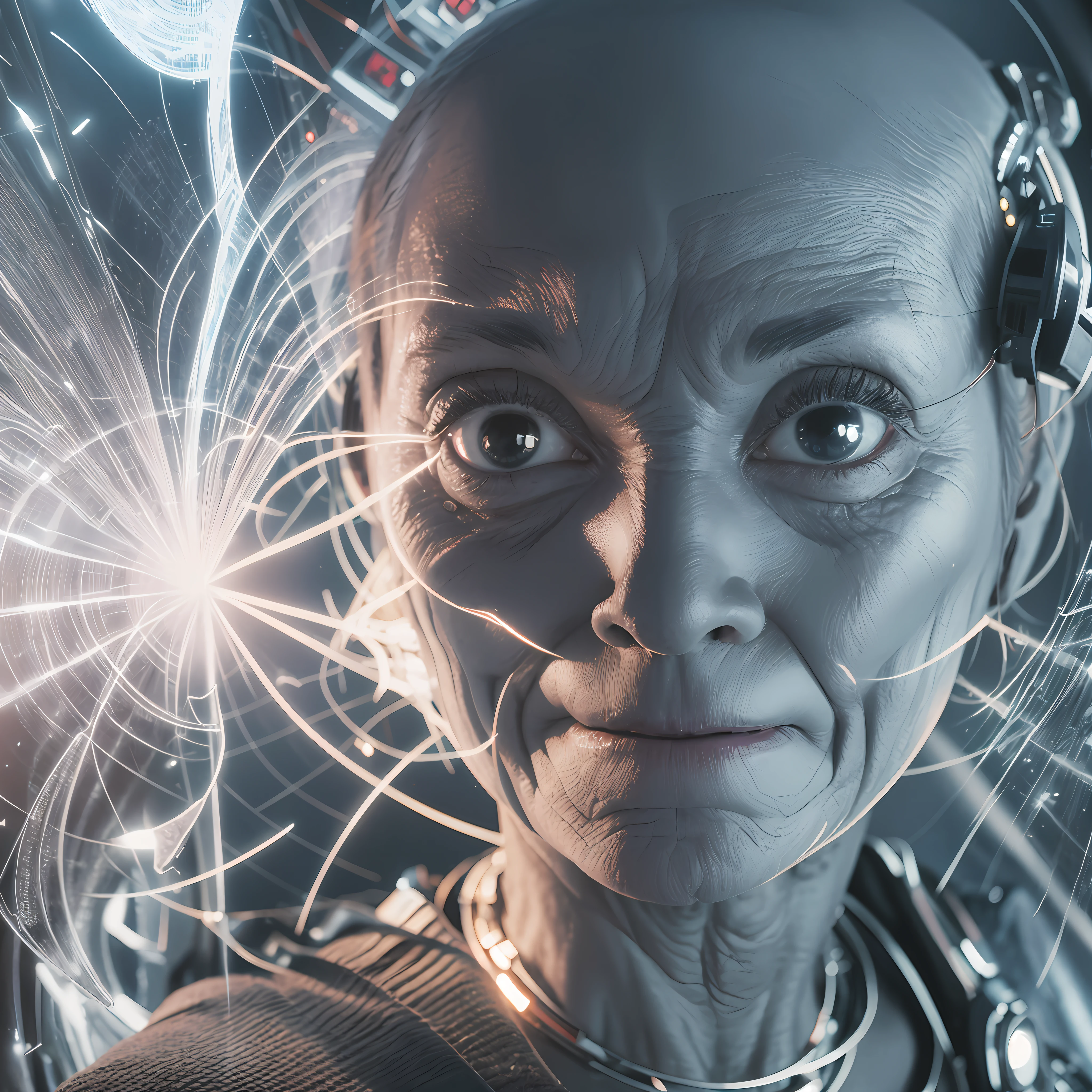 Ultra-realistic, fusion of alien and machine, granny, high definition, 8K, 32K, F1.8