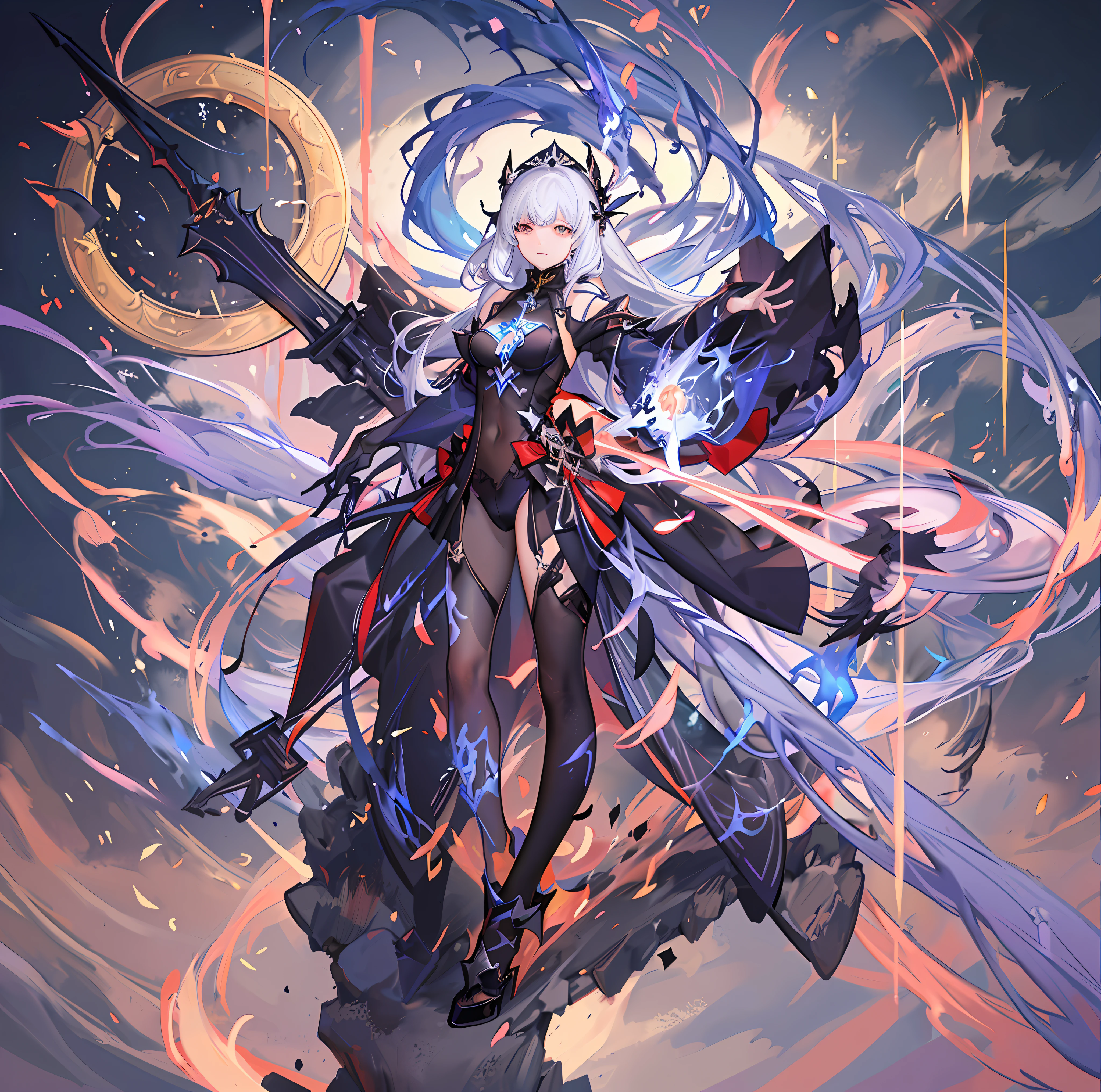 ((Best quality)), ((masterpiece)), (detailed:1.4), 3D, an image of anime character with sword and armor in front of a circular background, concept art by Shitao, pixiv, sots art, ayaka genshin impact, keqing from genshin impact, genshin impact character, fate grand order, zhongli from genshin impact, albedo from overlord, from arknights, HDR (High Dynamic Range),Ray Tracing,NVIDIA RTX,Super-Resolution,Unreal 5,Subsurface scattering,PBR Texturing,Post-processing,Anisotropic Filtering,Depth-of-field,Maximum clarity and sharpness,Multi-layered textures,Albedo and Specular maps,Surface shading,Accurate simulation of light-material interaction,Perfect proportions,Octane Render,Two-tone lighting,Wide aperture,Low ISO,White balance,Rule of thirds,8K RAW,