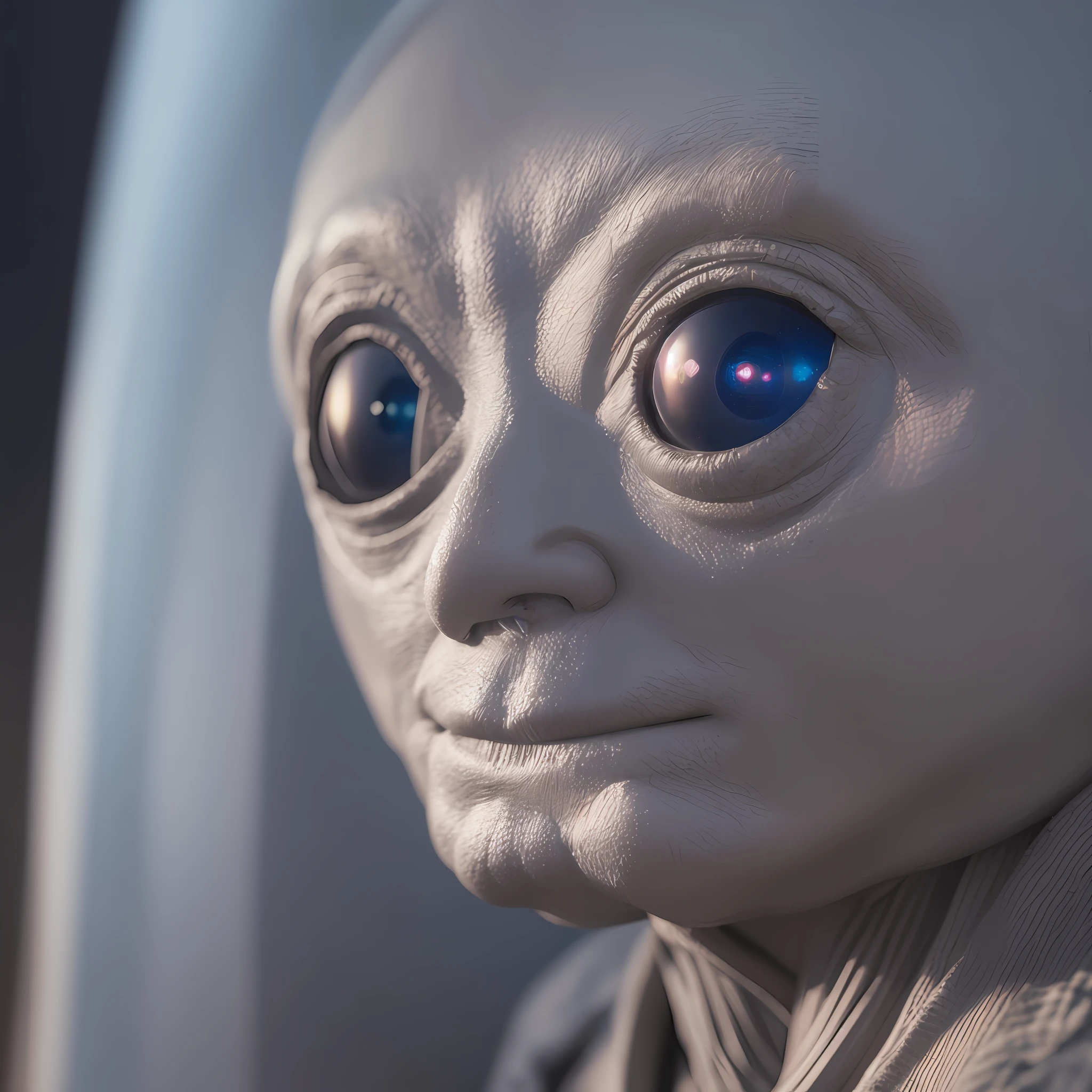 Ultrarealistic, alien and human encounter, granny, high quality, 8K, 32K, F1.8