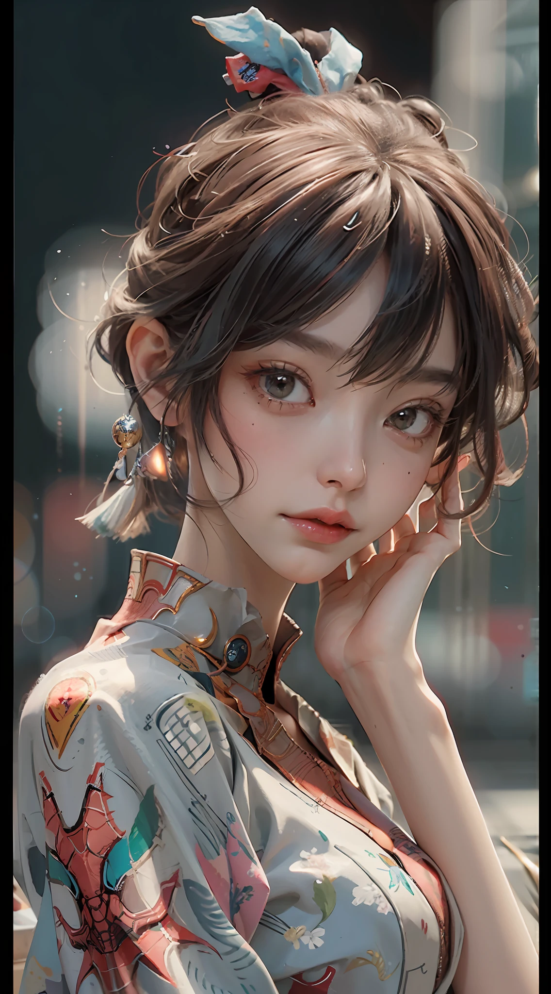 (Award Winning Digital Artwork: 1.3) of (Sketch: 1.3), (Vibrant: 1.3) Spidey, EmmaRob, CGSociety, ArtStation, (Saturation: 1.3), (Close Portrait: 1.3), (Female: 1.4), (beautiful: 1.4), (charm: 1.3), handsome, calendar pose, perfect detailed eyes, studio lighting, themed background