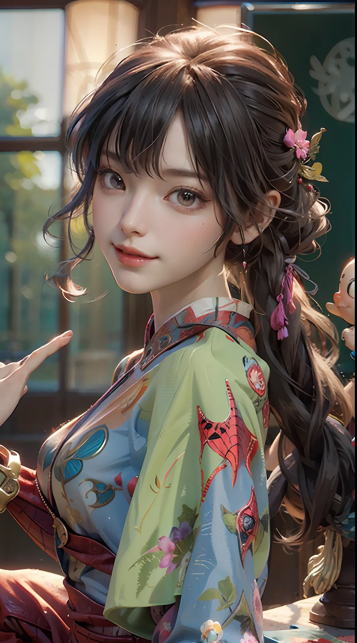 (Award Winning Digital Artwork: 1.3) of (Sketch: 1.3), (Vibrant: 1.3) Spidey, EmmaRob, CGSociety, ArtStation, (Saturation: 1.3), (Close Portrait: 1.3), (Female: 1.4), (beautiful: 1.4), (charm: 1.3), handsome, calendar pose, perfect detailed eyes, studio lighting, themed background