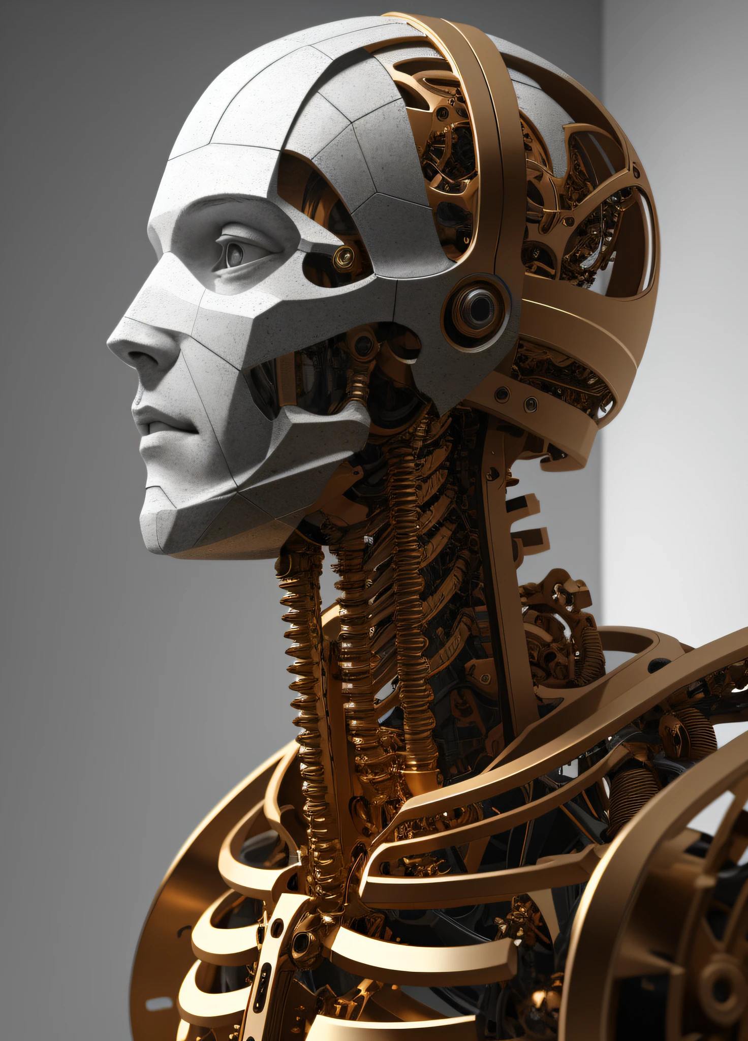 portrait of Christ, biomechanical parts, Realistic, shy, wrapped on the sheet, octane render, dramatic lighting, christianity, side view from bottom, anatomically correct, super detailed
