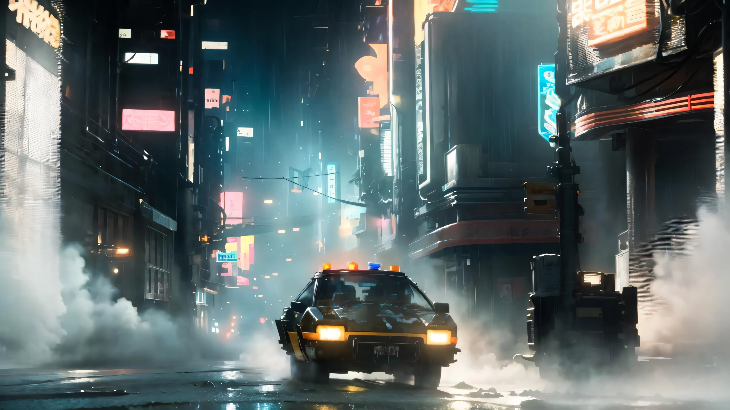 ((Best quality)), ((masterpiece)), (highly detailed:1.3), cyberpunk noodle bar at night in the rain,city, cinematic, inspired by bladerunner, inspired by syd mead,HDR (High Dynamic Range),,Ray Tracing,NVIDIA RTX,Super-Resolution,Unreal 5,Subsurface scattering,PBR Texturing,Post-processing,Anisotropic Filtering,Depth-of-field,Maximum clarity and sharpness,Multi-layered textures,Albedo and Specular maps,Surface shading,Accurate simulation of light-material interaction,Perfect proportions,Octane Render,Two-tone lighting,Low ISO,White balance,Rule of thirds,Wide aperature,8K RAW,Efficient Sub-Pixel,sub-pixel convolution,light scattering,Tyndall effect,