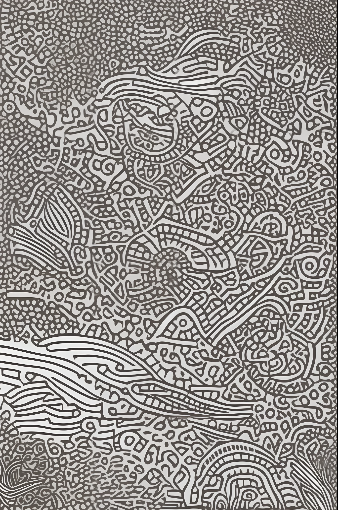 Mental coloring page, white, black and white background