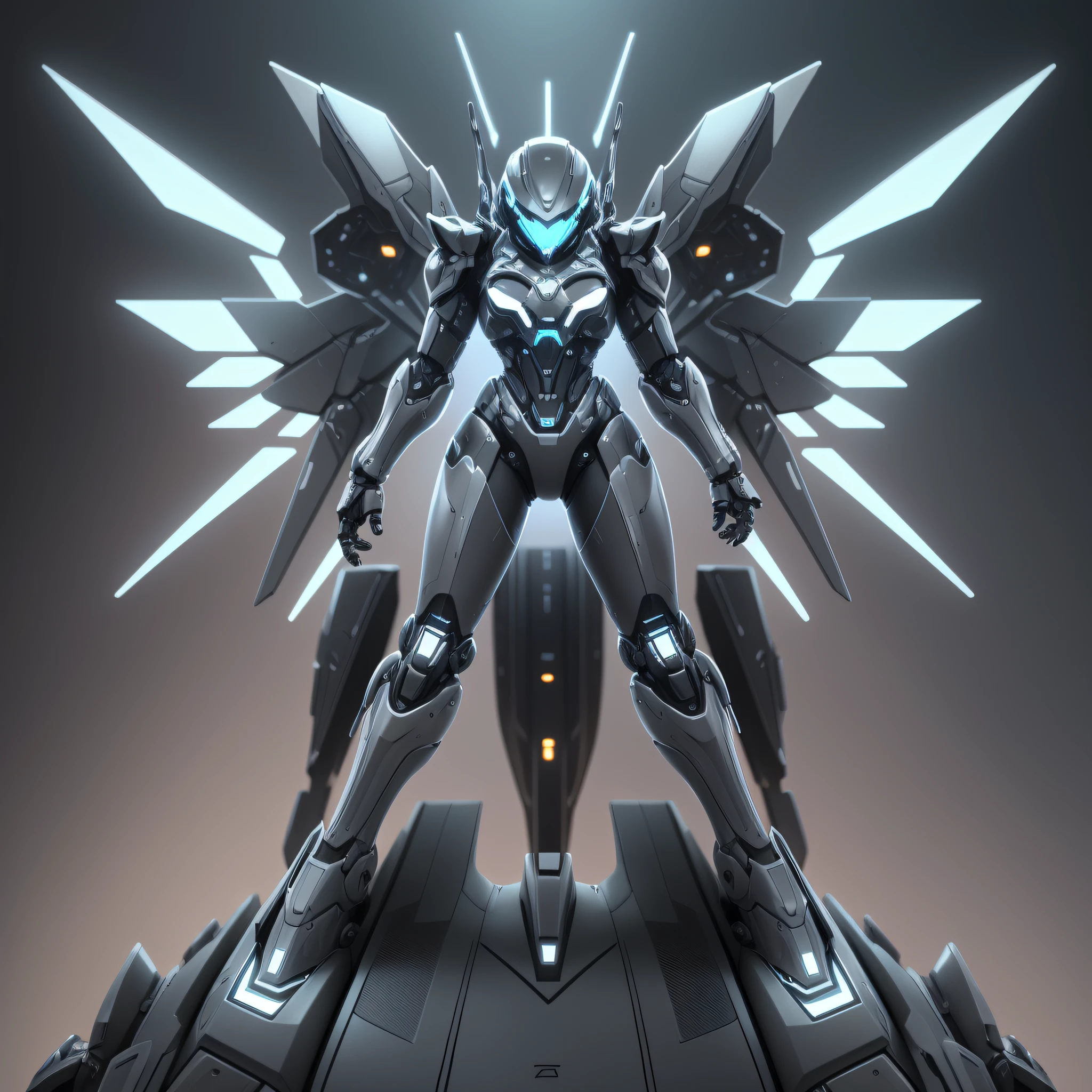 Robot full body drawing with futuristic body and wings, mecha wings, female mecha, fingers spread normally, futuristic robot angel, high-quality digital concept art, mechanized Valkyrie girl, beautiful robot character design, mecha set, cool mecha style, symmetry! futuristic robot, smooth digital concept art, stunning 8K character concept design, art by Alessandro Pautasso, Nousr robot best quality, CGUNITY, original photo (beautiful:1.2) warframe style, black gold, ultra-detailed, ambient light, volumetric lighting, realistic, realistic lighting, cinematic lighting, sharp focus, dynamic pose, facial focus, looking at the audience, (high contrast:1.2), (film grain), intricate details, unreal engine, mecha, robot joints, joints, helmets, armor, mech palms, computer terminals, arcs, HDR (high dynamic range), ray tracing, nvidia RTX, super resolution, unreal 5, subsurface scattering, PBR textures, post-processing, anisotropic filtering, depth of field, maximum sharpness and sharpness, multi-layer textures, albedo and highlight maps, surface shading, accurate simulation of light-material interactions, perfect ratios, octane rendering, duotone lighting, low iso, white balance, rule of thirds, wide aperture, 8K RAW, high-efficiency sub-pixel, sub-pixel convolution, luminescent particles --auto --s2