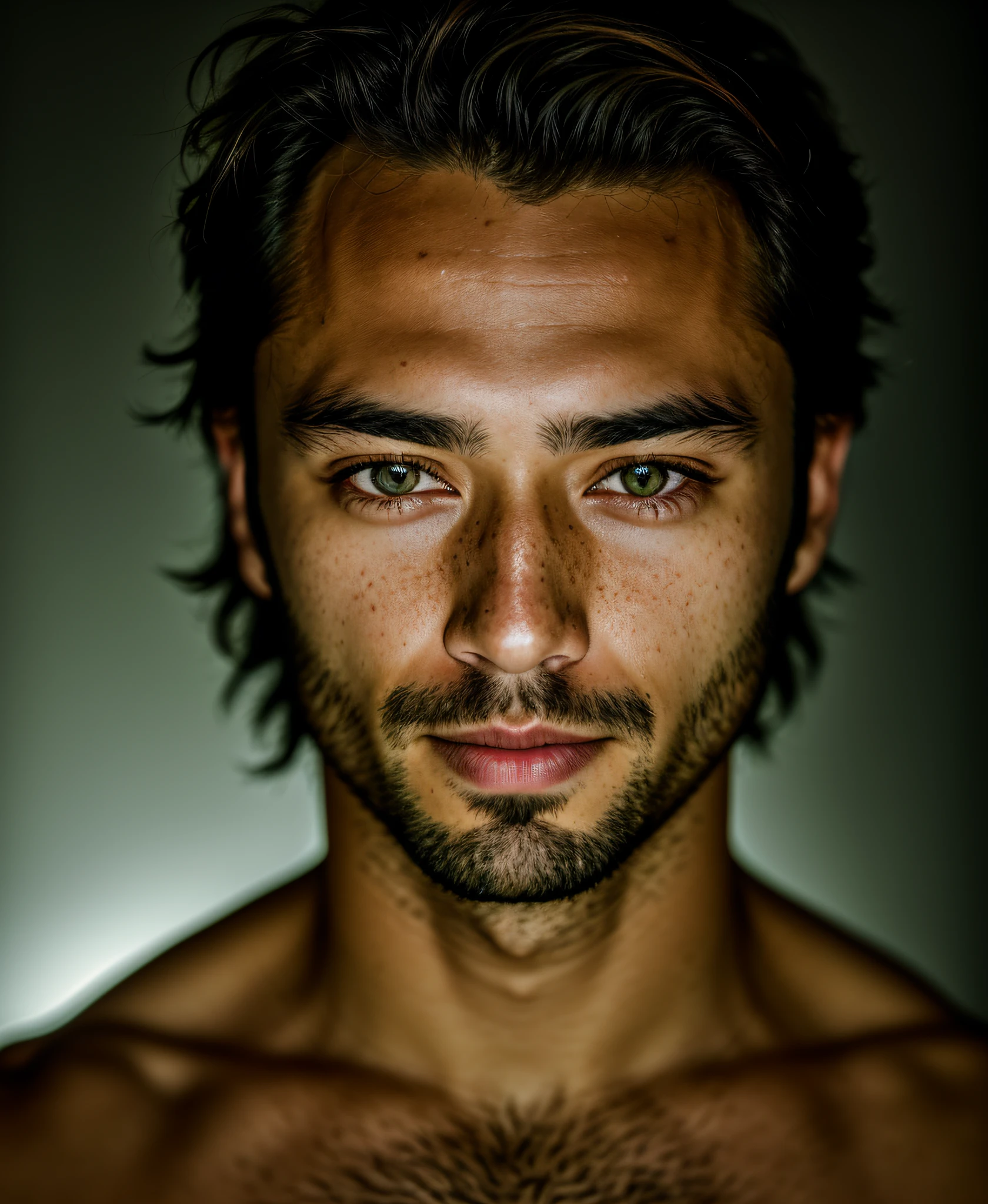 (RAW photo) night scene, close-up photo of a sexy man, posing, looking at the viewer, smiling, handsome young face, 18 yo, soft volumetric lights, soft key and fill lighting, (backlit: 1.3), (cinematic: 1.3), intricate details, (ArtStation: 1.2), skin spots, (freckles: 0.9), detailed eyes, micro details, FUJI XT3, photorealistic, photorealism