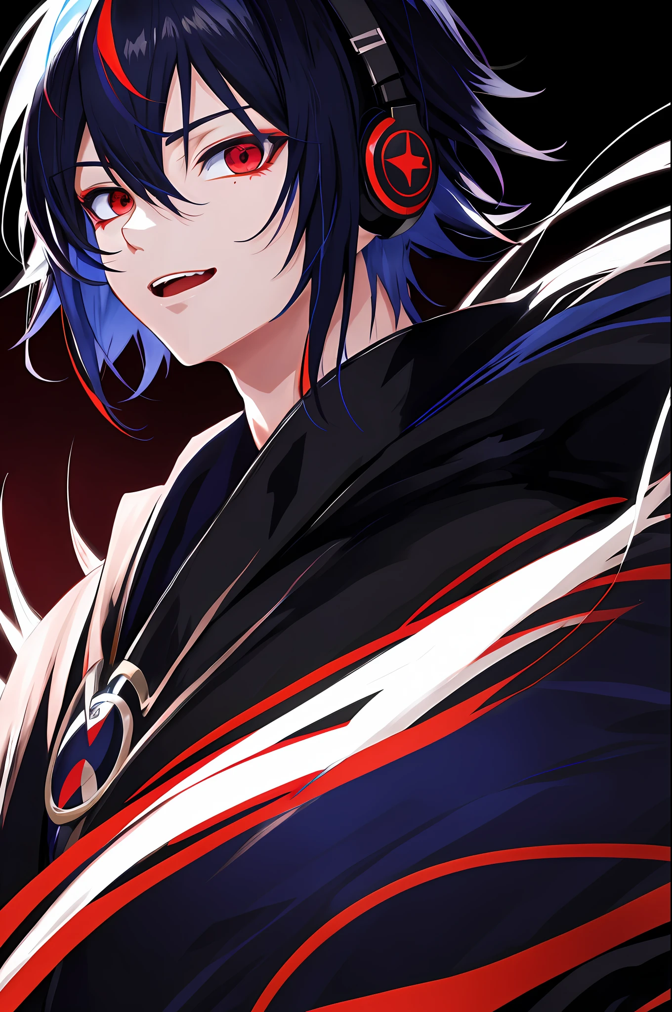 anime anime girl with headphones and red eyes, ryuko matoi, handsome japanese demon boy, 2 d anime style, attractive matoi ryuko, portrait gapmoe yandere grimdark, 2 d anime, zerochan art, l vampire, hero 2 d fanart artsation, gapmoe yandere grimdark, best anime 4k konachan wallpaper