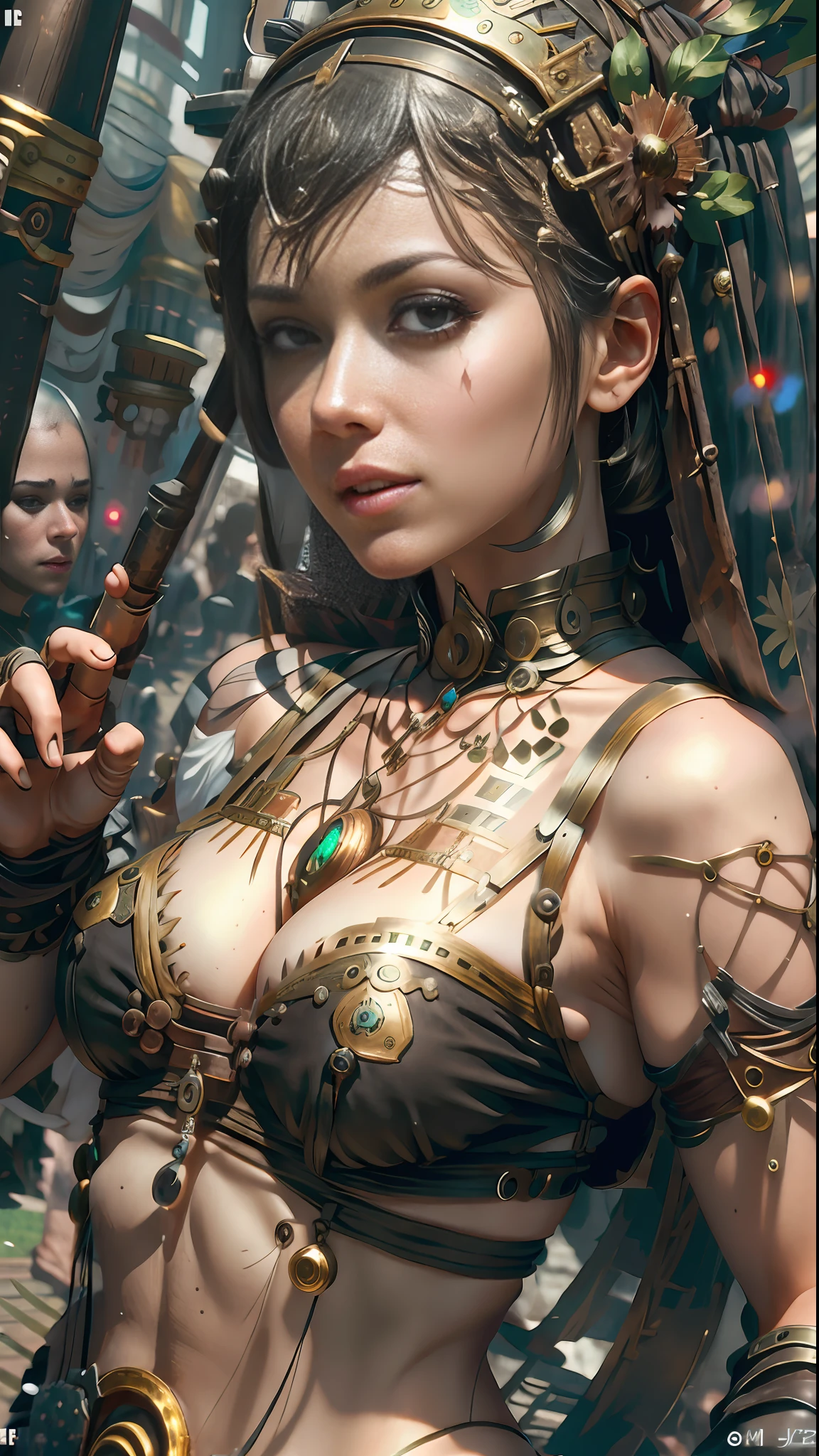 Woman wearing Automata nier cosplay, realistic detailed, black hair