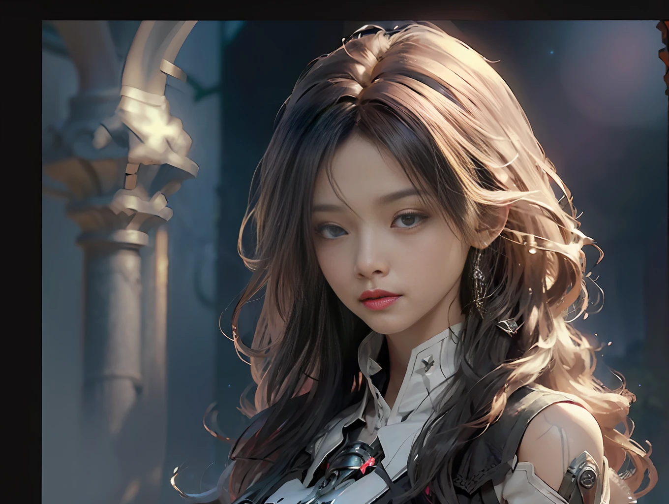 ((Best Quality)), ((Masterpiece)), (Details: 1.4), 3D, Bust, ((Facing Square)), (Body Facing the Viewer), (A Beautiful Petite and Slender Female Figure), ((Small Breast, Small Head)), ((Bust Photo)), (Upper Body), (Slender Perfect Figure: 1.2), (Perfect Face), (Soft Face), (Perfect Eyes), (Perfect Hands), (Perfect Fingers), (Short Neck Hair: 1.5), (Simple Tight One-Piece Combat Suit: 1.3), Golden Hair, Collar, (Gloves: 1.2), (Guns), Chains, In the distant future, the line between science fiction and fantasy has disappeared, and the world is an awesome tapestry of wonder. Enter a universe where magic and technology coexist in harmony and shape the fate of civilization in the vast expanse of space. At the heart of this field is celestial relations, an interstellar center of mysterious energy and technological wonders. Here, arcane knowledge is intertwined with cutting-edge science, giving birth to a society where spaceships are filled with the power of ancient spells, while occult art enhances technology. As a young explorer, embark on a grand adventure destined to unlock the secrets of the celestial bond. As you travel through the uncharted realms of the universe, encounter various civilizations full of creatures with extraordinary abilities. From the ethereal spire of the elves, where the art of traveling across dimensions is perfected, to the cybernetic enclave of the Android Group, witness the tapestry of life where magic and technology intertwine. Unleash your latent power as you adapt to the energy flowing through the Nexus. Take advantage of the ancient spells of forgotten witchcraft to propel your starship through the vast universe. Engage in epic battles against Cosmic Abomination and Intergalactic Tyrants, wielding enchanted weapons infused with future enhancements. Uncover the origins of this harmonious blend of magic and technology as you delve into the mysterious realm of celestial relationships. Discover ancient prophecies that foreshadow catastrophic ev