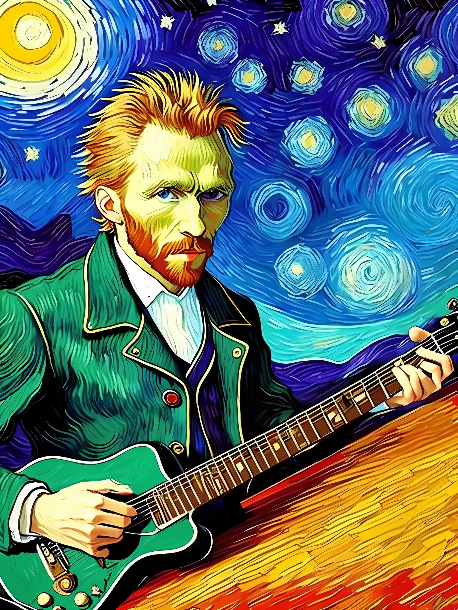 Vincent van Gogh paint, rock ‘n’ roll , rocker
