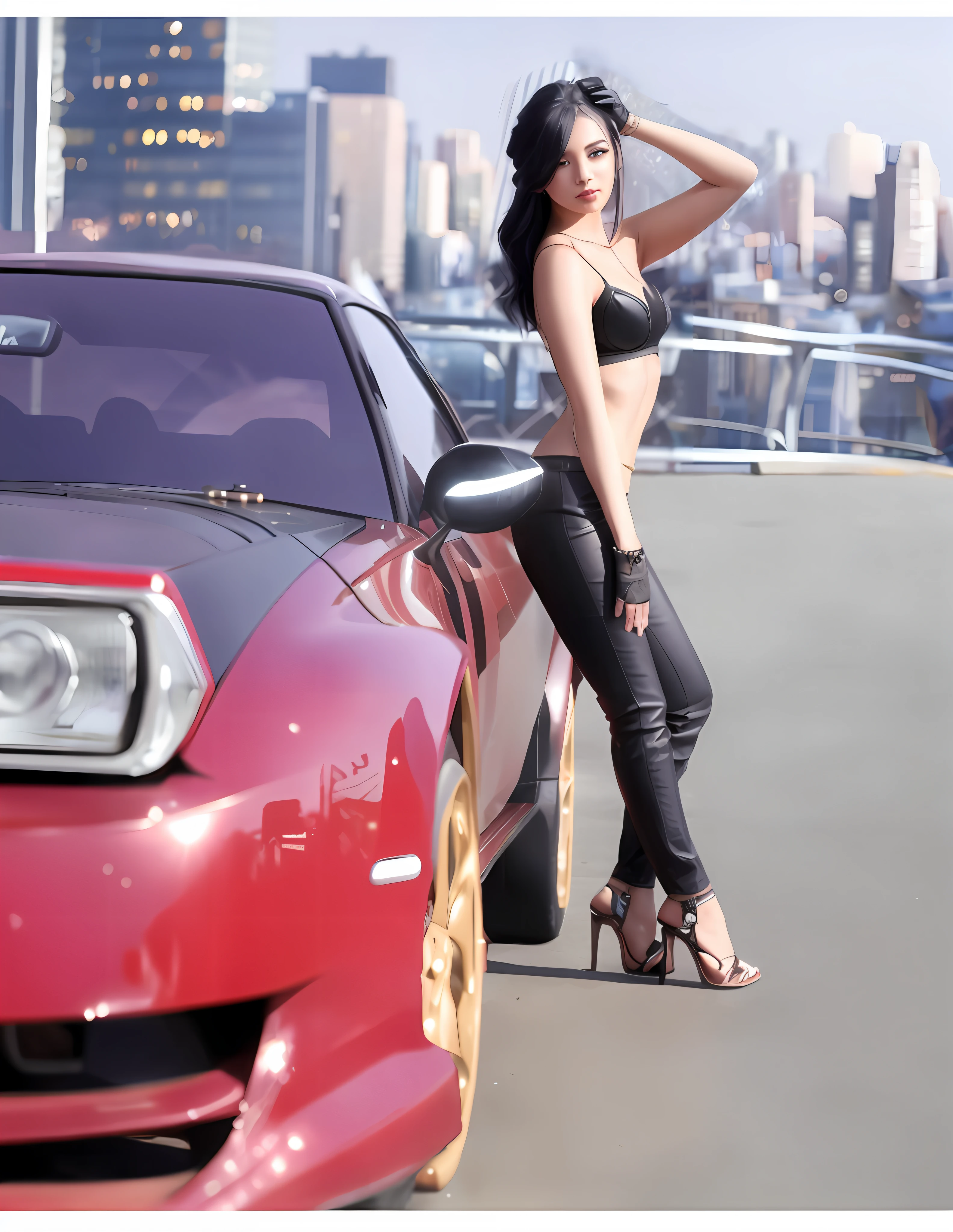 A city in the background, bokeh, a beautiful city in the distance