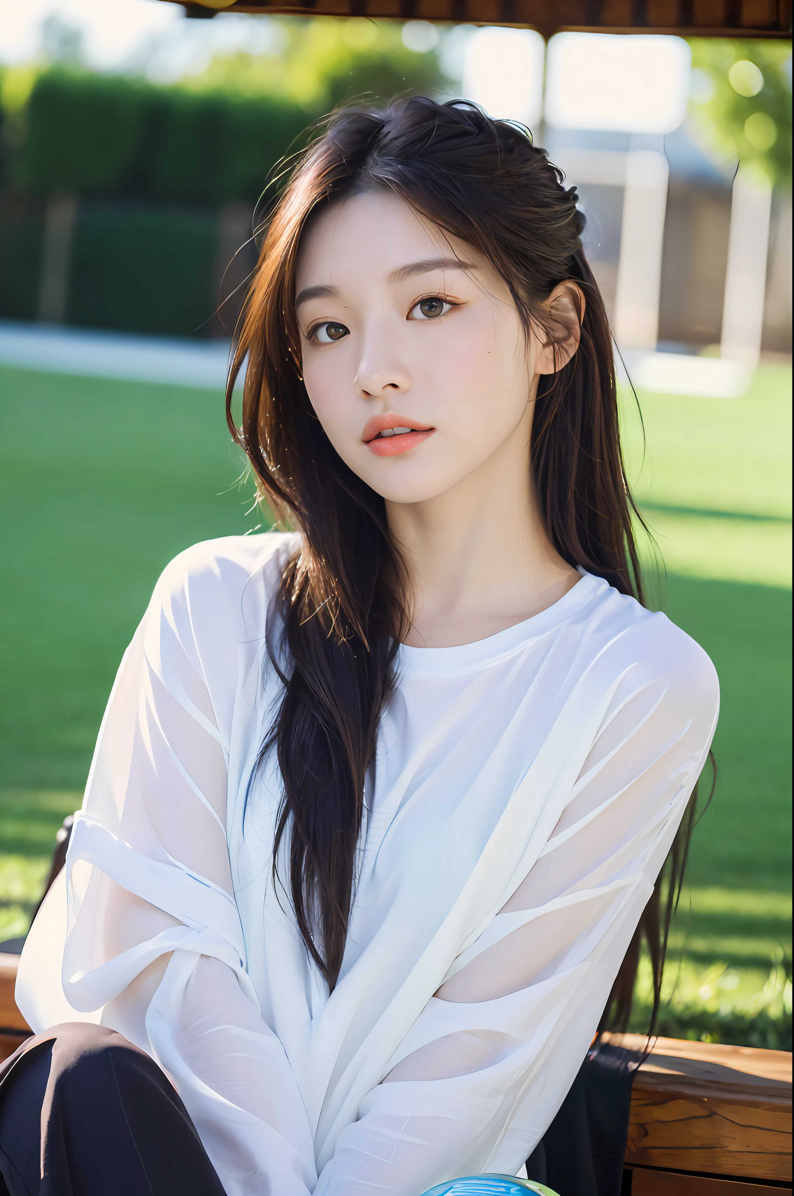 Attire, (Photo Photofidelity: 1.4), (Ultra-Realistic: 1.4), (Photorealistic: 1.3),
(smoother lighting: 1.05), (improved movie lighting quality: 0.9), 32K,
1 girl, 20 year old girl, realistic lighting, backlight, light on face, ray tracing, (brightened light: 1.2), (improved quality: 1.4),
(the best quality real textured skin), fine and meticulous eyes, fine and meticulous face,
(tired sleepy satisfied: 0.0), face close-up, sportswear, playing football, football field background
(Increases body line mood: 1.1), the skin is shiny