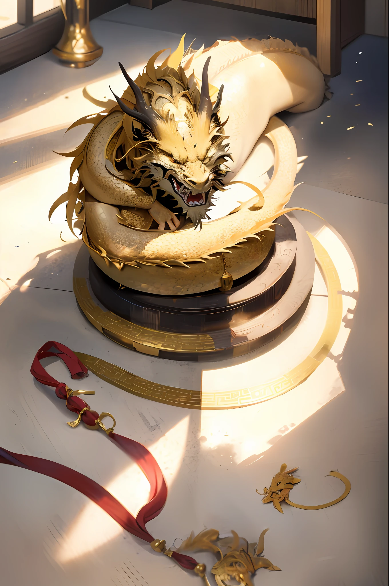 Chinese dragon, golden, golden scales, golden all over