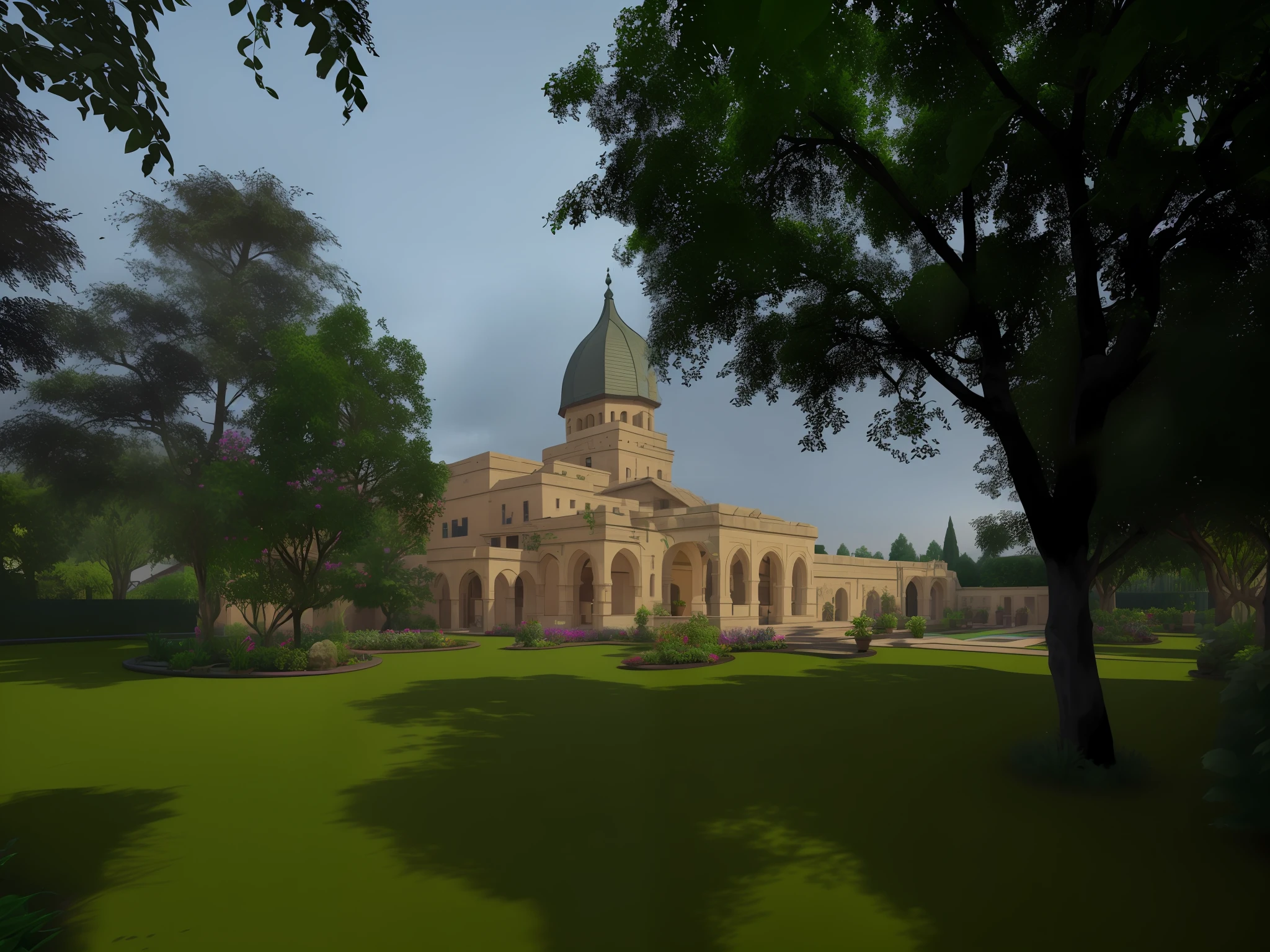 Courtyard, garden, plant order, best quality, super high resolution, (fidelity: 1.4), with a certain design.
