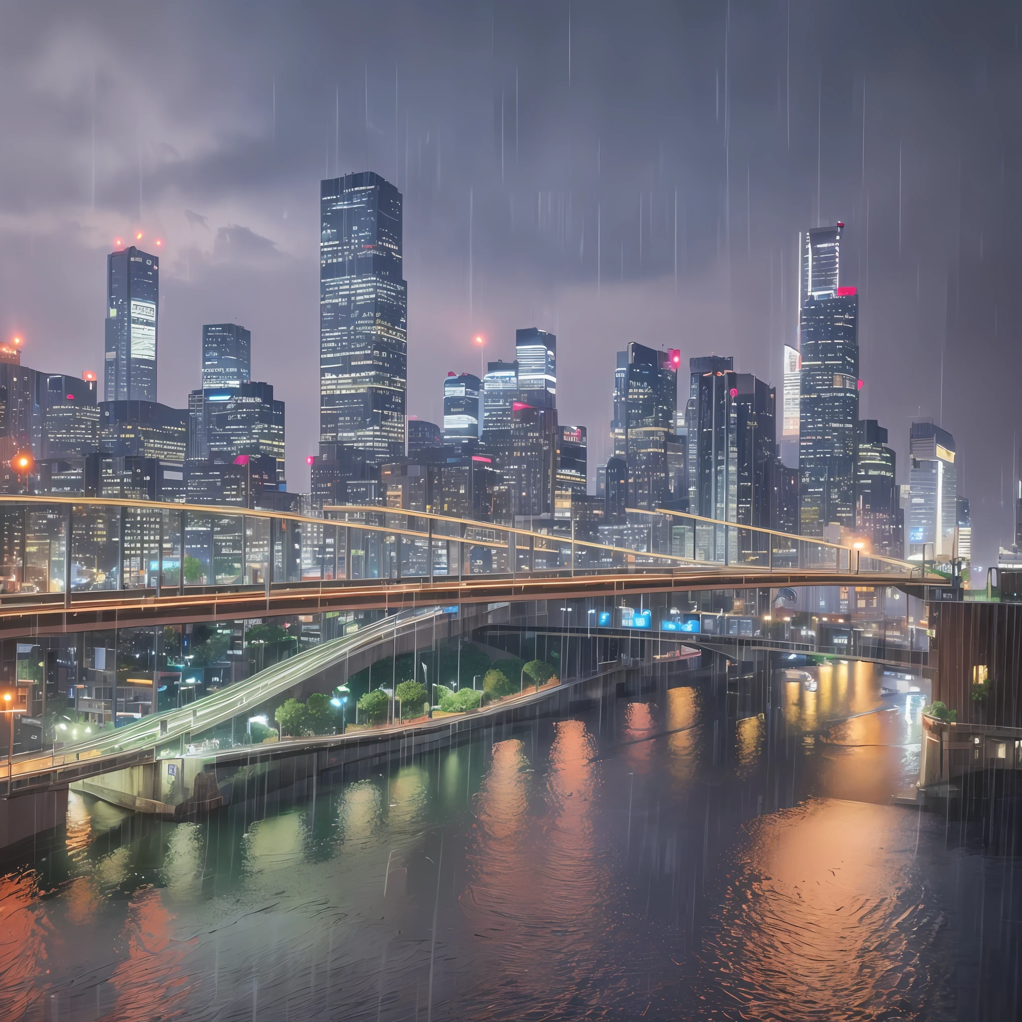 mix4,(8k, RAW Photography, Best Quality, Masterpiece:1.2), (Realistic, Photorealistic:1.37),Cute,Cityscape, Night, Rain, Wet, Professional Lighting, Photon Mapping, Radiosity, Physically Based Rendering, --auto --s2