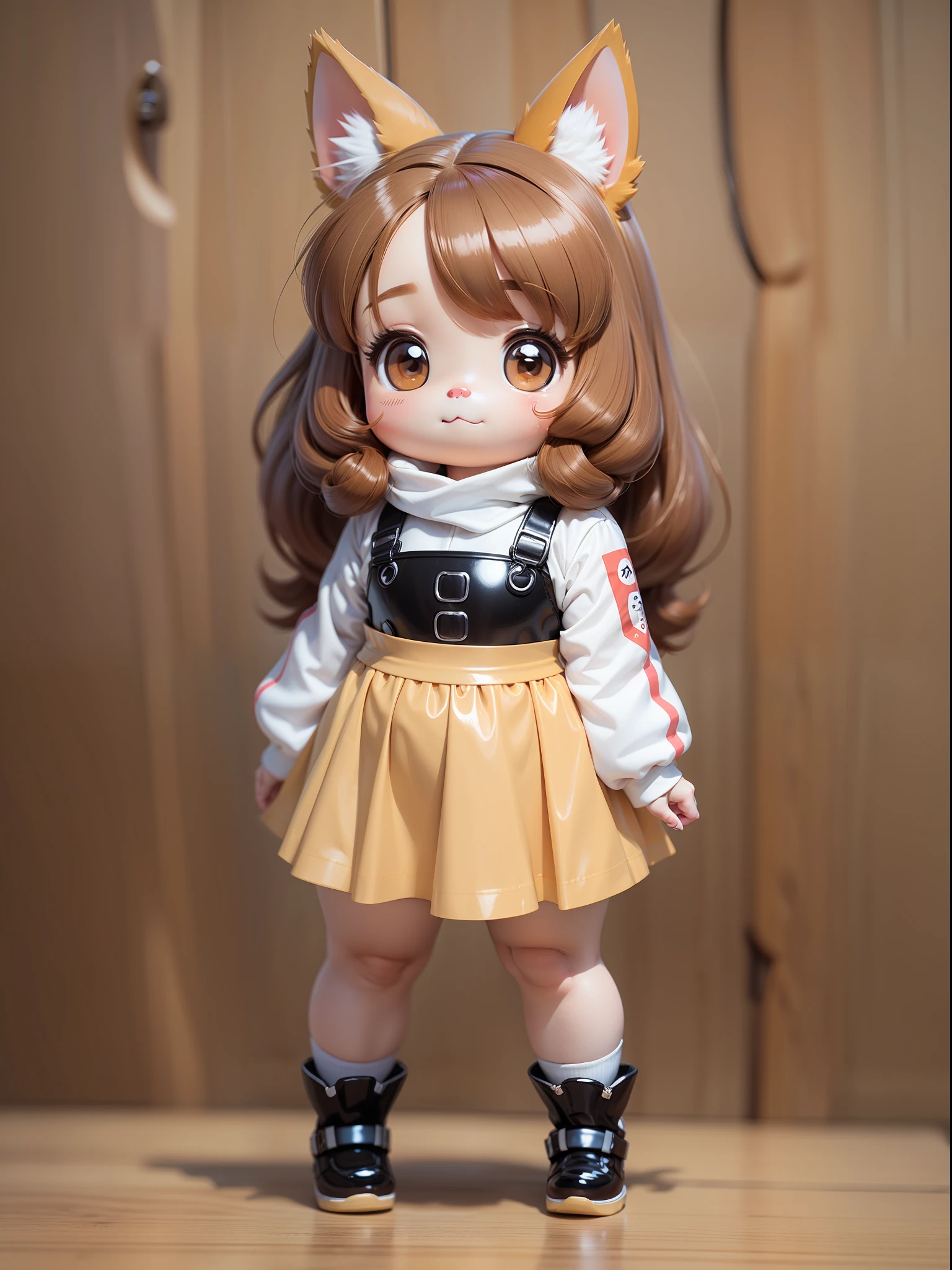 full body, cute, pudgy, a lovely japanese chibi anime corgi glrl, light brown hair, cute girl face, PVC, --auto --s2
