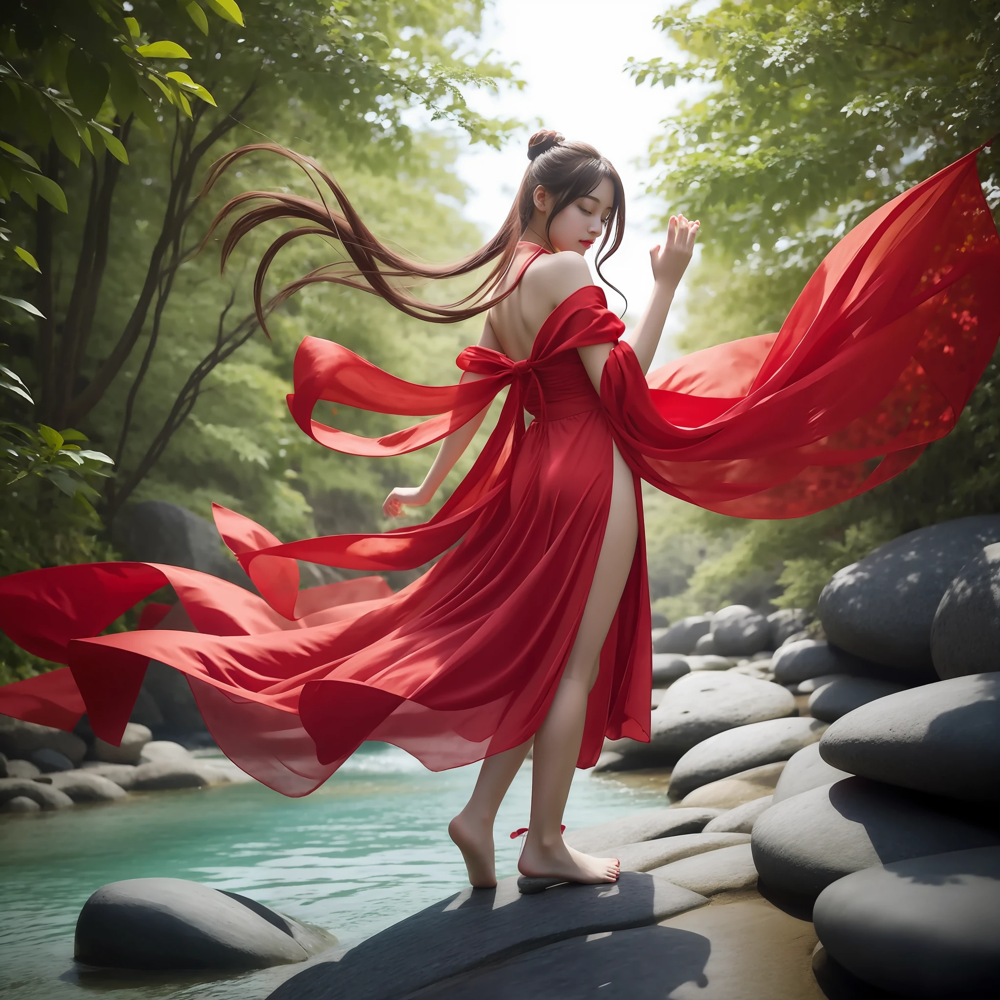 With bare feet