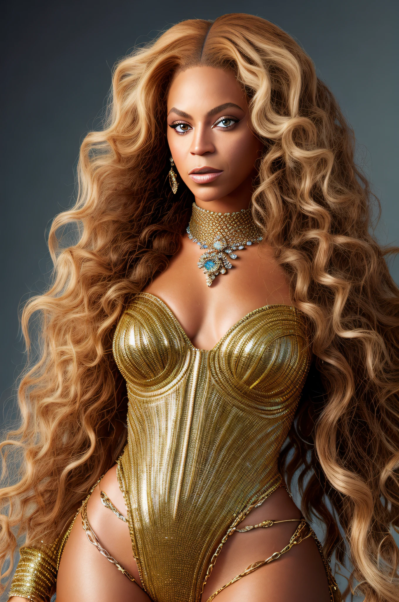 Beyoncé photo, 4K texture, high quality, gorgeous hairstyle, 8k picture, high image quality, with stylish outfit, long hair, with details, extravagant, shiny accessories, inspired by album in the zone, WHOLE BODY