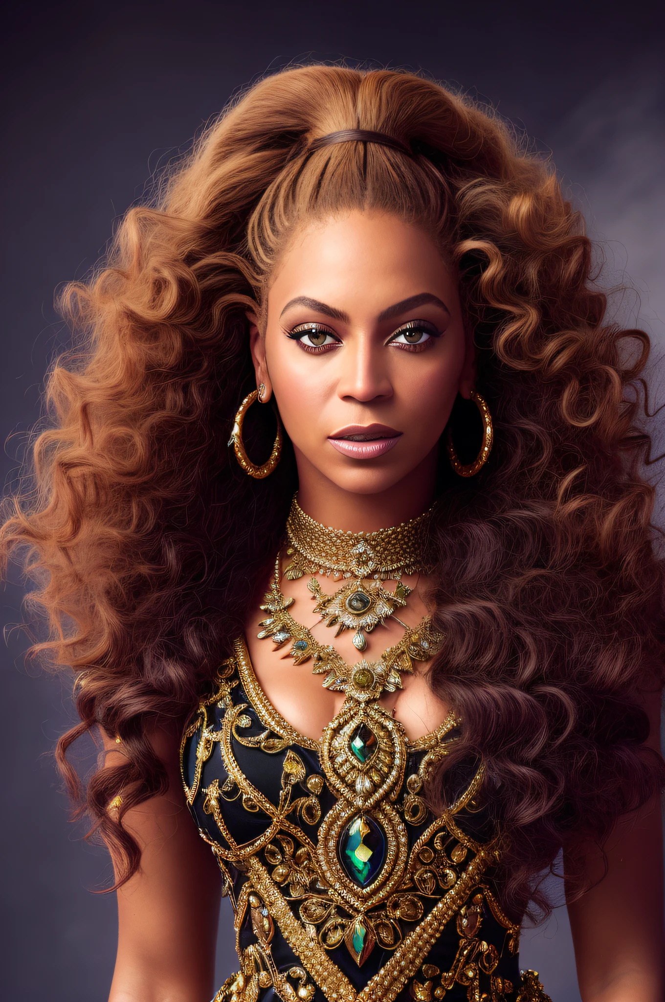 Beyoncé photo, 4K texture, high quality, gorgeous hairstyle, 8k picture, high image quality, with clothing, long hair, with details, extravagant, shiny accessories, inspired by Toxic Las Vegas music, WHOLE BODY