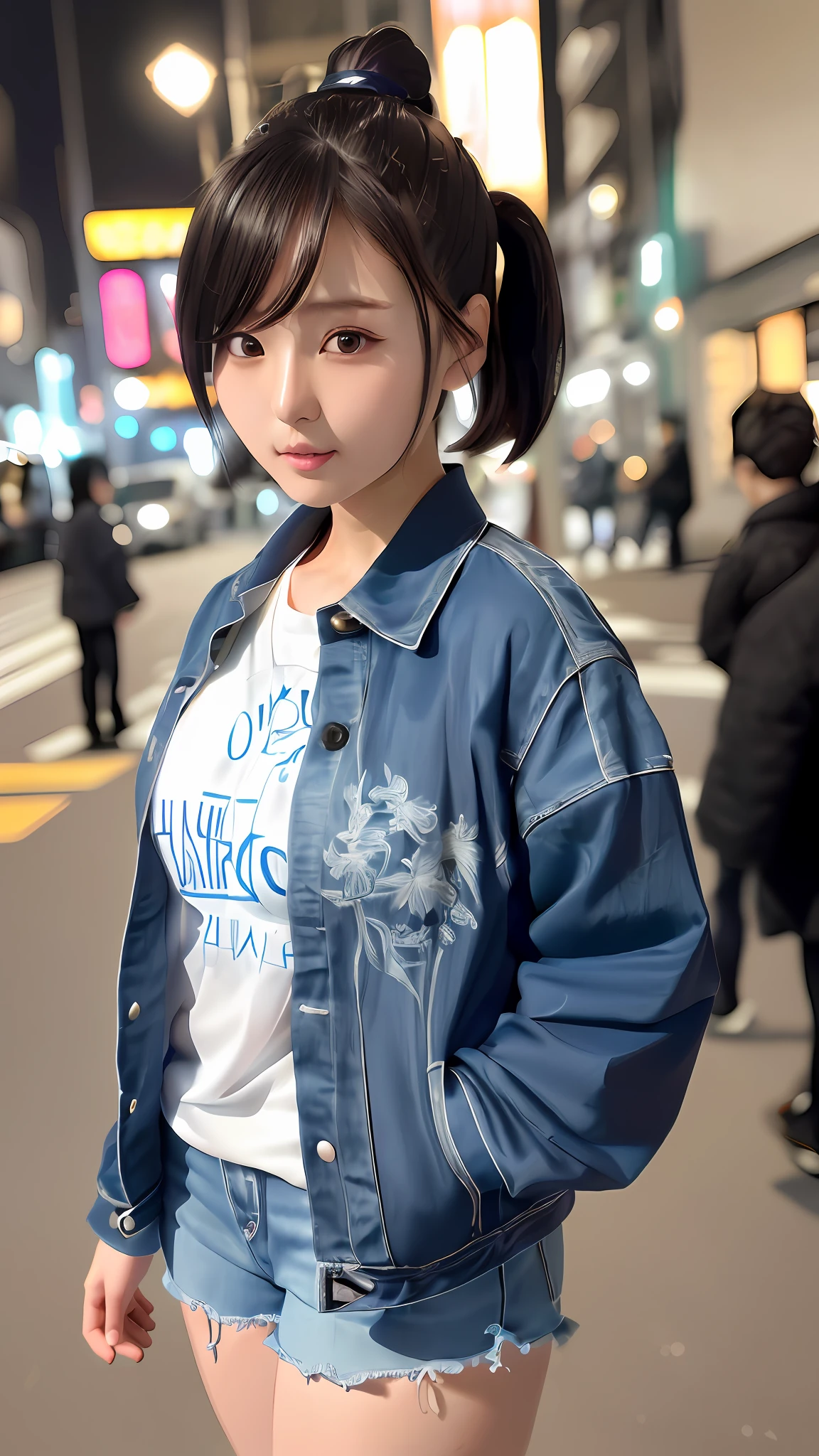 (Masterpiece), ((High Detail)), (High Detail Face), Complex Details, Depth of Field, Backlit, Awards, High Quality, Best Quality, 8K, Watching Viewer,1 Female Japan ((Beauty)) ((The body is rigid Ayame and the face is Maki Goto)) ((Beautiful)) Semi-long Cute (Loli) Glamour detailed eyes,detailed eyes Skinny Full body 25 years old School uniform