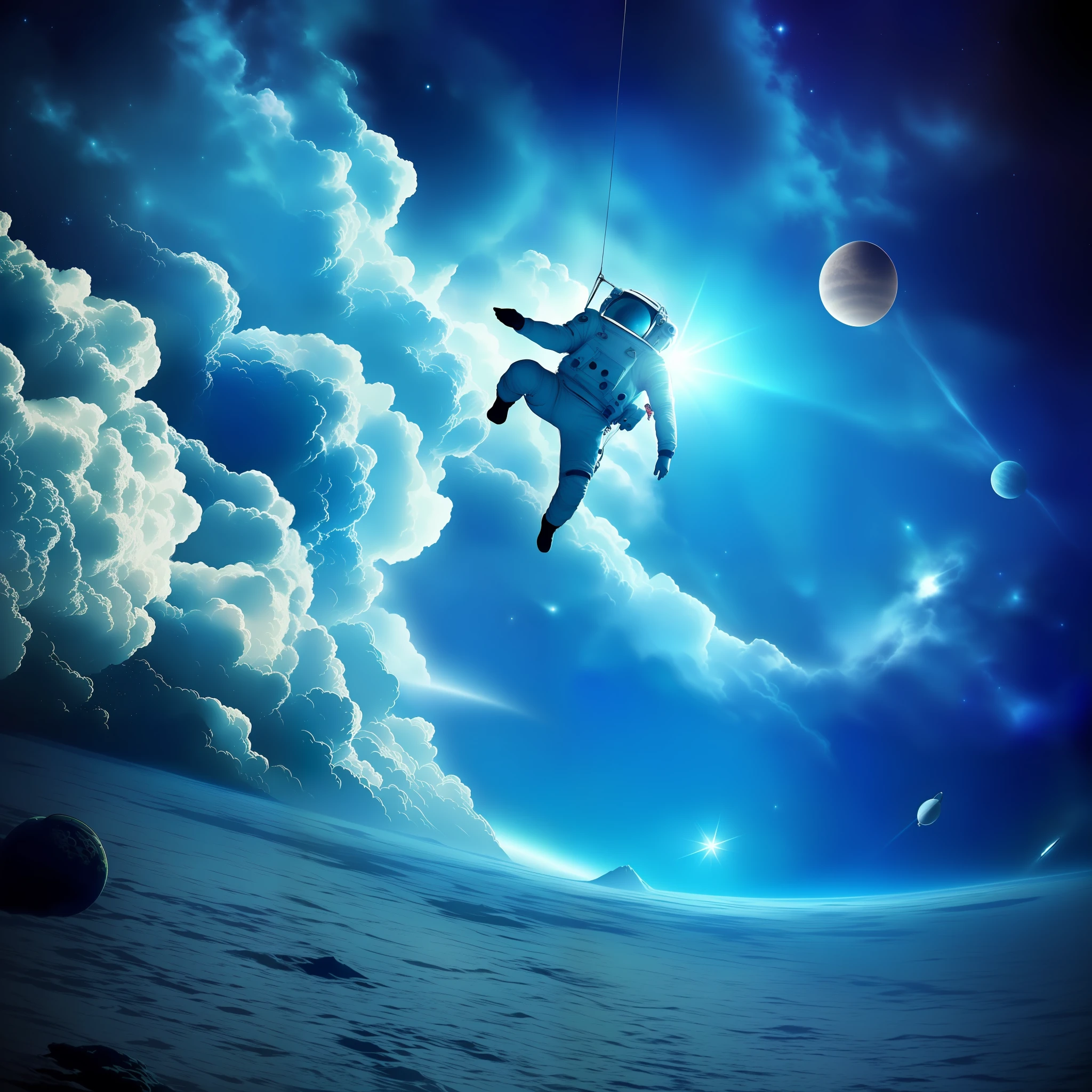 Inside the spacecraft, astronauts jump freely in a gravity-free environment. The feeling of floating and the beautiful cosmic landscapes fascinate them, arousing their desire to explore the unknown.