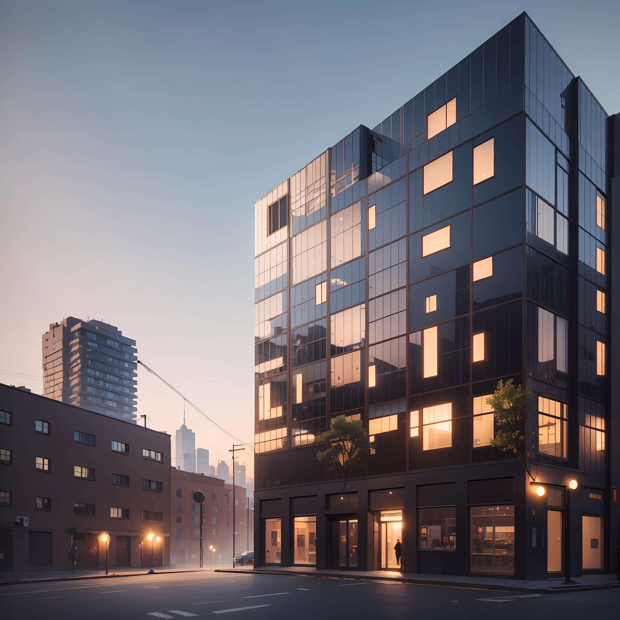 Create an ultra-realistic image that captures the essence of the retrofit in a cinematography scene during the Golden Hour. The scene is expected to show an old building that has recently been restored with modern technology, reflecting the concept of retrofit. This building should be in an urban setting, with the last rays of sunlight gilding the facades of the buildings and creating long shadows. There should be a nostalgic touch, but at the same time futuristic, evoking the mixture of the old with the new, so characteristic of the retrofit. The viewing angle and light should be such that it looks like a scene taken from a high-quality movie. --auto --s2