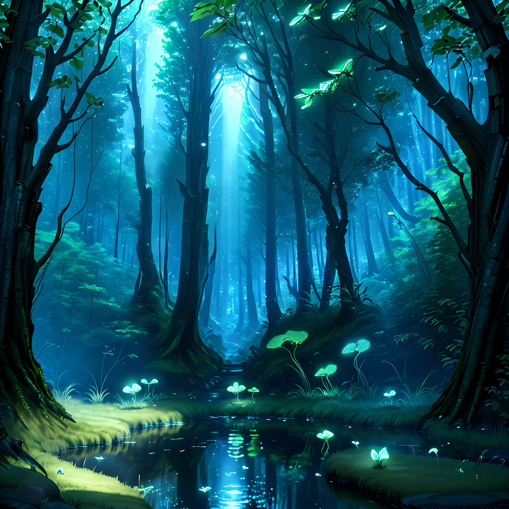 Masterpiece, best quality, (highly detailed CG unity 8k wallpapers), (best quality), (best illustrations), (best shadows), forest theme with natural elements. Tall trees, quiet streams, small glowing mushrooms surrounded by delicate leaves and branches, with fireflies and glowing particle effects,, (natural elements), (jungle theme), (leaves), (twigs), (fireflies), butterflies, (delicate leaves), (glow), (particle effects). , Isometric 3D, Octane Rendering, Ray Traced, Super Detailed