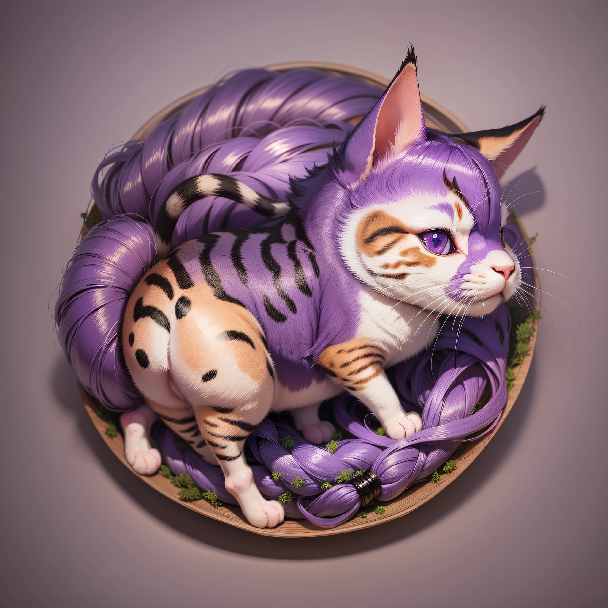 Cat tail Pig belly, rabbit head, super fine hair, purple hair, 8K, moe. brushwood --auto --s2