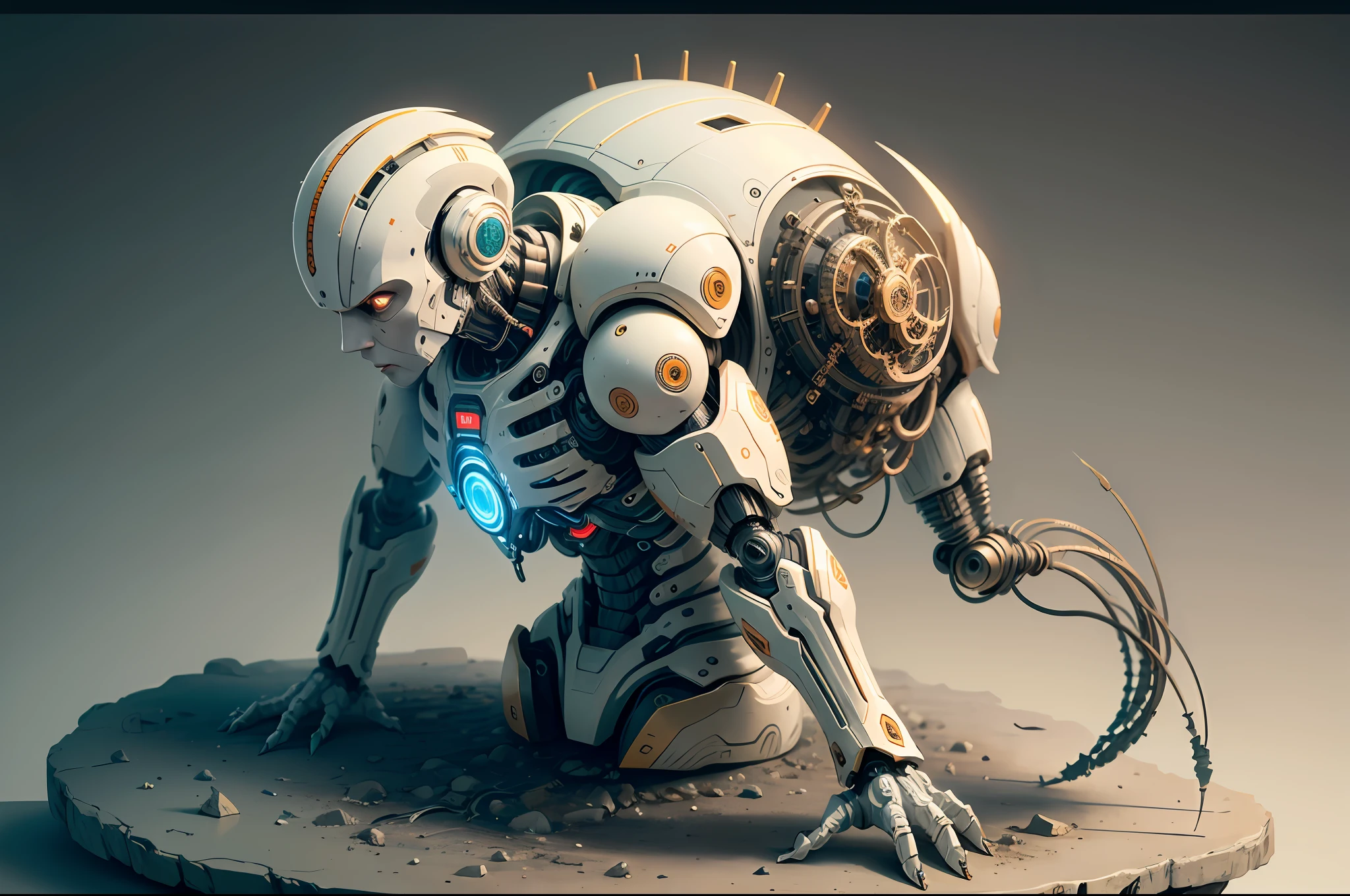 "Created with inspired ultra-detailed conceptual art | in a very developed futuristic world | electronic systems on a humanoid head | robots | have a visible detailed brain | with visible care | muscle cords | biopunk | cybernetics | cyberpunk | white marble statue | canon m50| 100 mm|sharply focused|smooth|surrealism|very detailed|intricate details|Michelangelo carving. Masterpiece. Unleash your inner Cu73Cre4ture programmer with the power of steady diffusion and bring your imagination to life! ", high detail, 8k