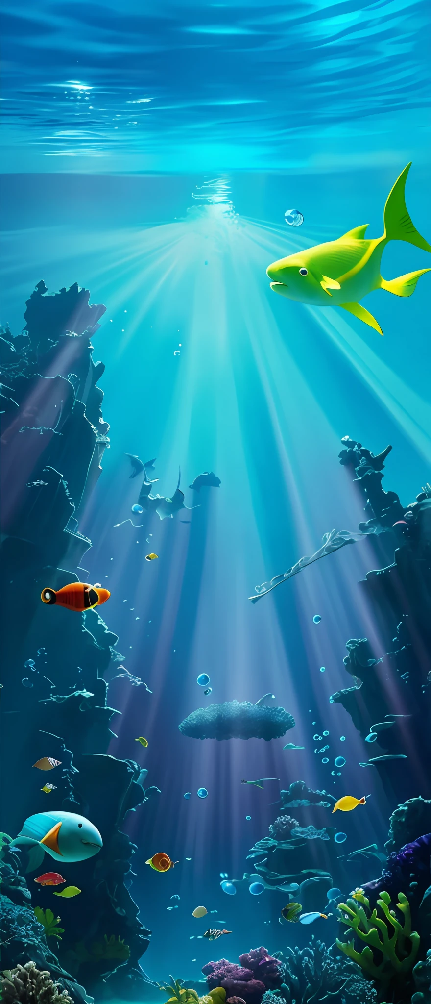 underwater environment, underwater environment, Atlantis background, underwater alien ocean, masterpiece underwater scene, underwater landscape, bubble underwater landscape, deep environment, ocean background, fantasy ocean landscape --auto --s2