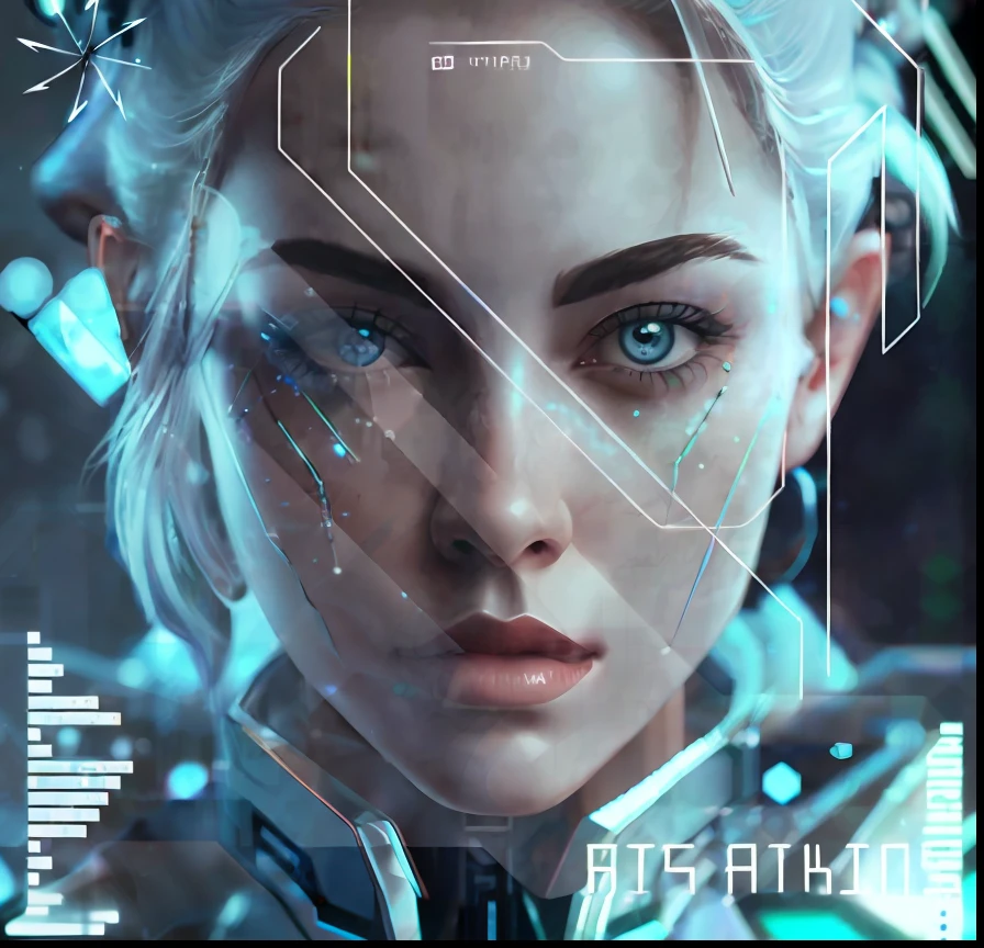 a close up of a woman with a futuristic face and a futuristic head, futuristic art style, cyborg - girl, advanced digital cyberpunk art, cyborg girl, digital cyberpunk - anime art, aesthetic cyberpunk, cyborg - girl with silver hair, futuristic aesthetic, futuristic art, cyber aesthetic, futuristic avatars, cute cyborg girl, rossdraws | afrofuturism